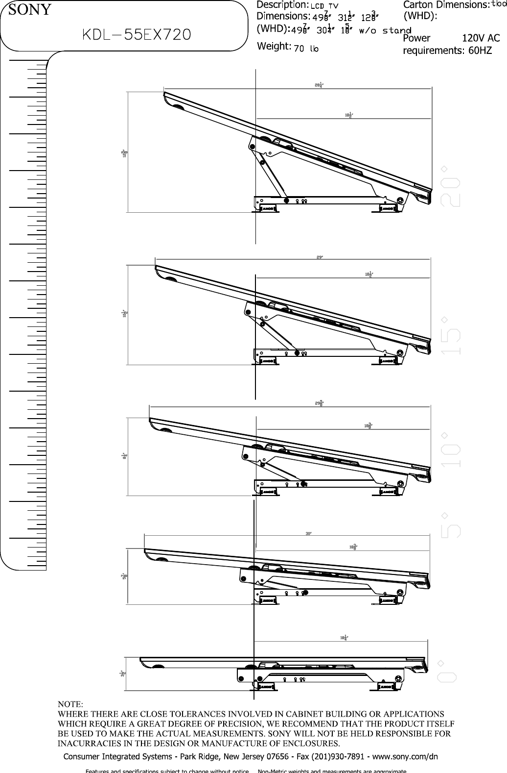 Page 4 of 5 - Sony KDL-55EX720 KDL55EX720 Layout1  User Manual Dimensions Diagram Cutsheet
