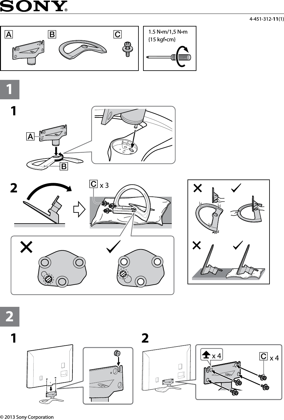 Page 1 of 1 - Sony KDL-55W900A Flyer User Manual Table-Top Stand - Instructions 4451312111