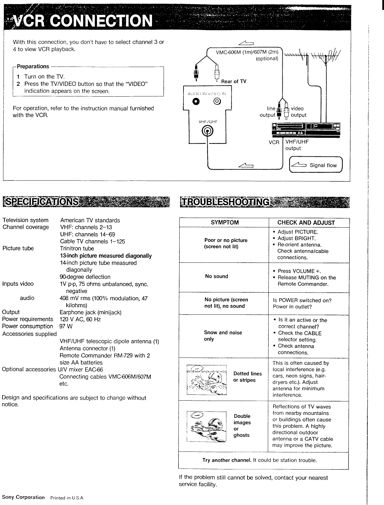 Page 6 of 6 - Sony KV-13TR20 Primary User Manual KV13TR20