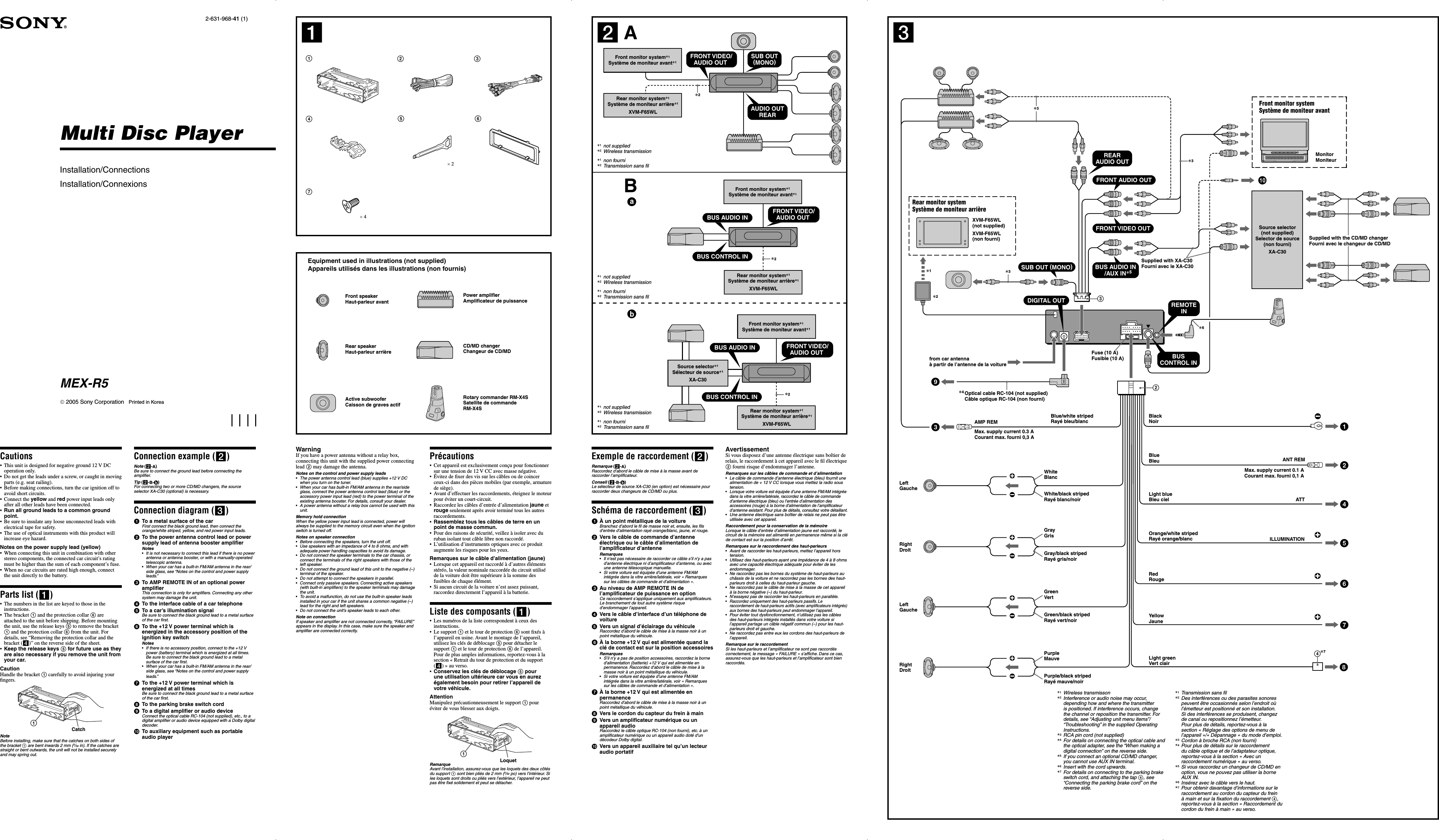 Page 1 of 2 - Sony MEX-R5 User Manual Installation/Connections Install