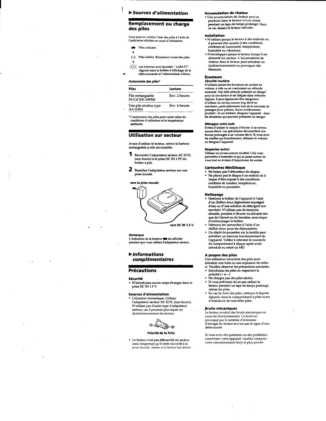 Page 11 of 12 - Sony MZ-E25 Primary User Manual MZE25