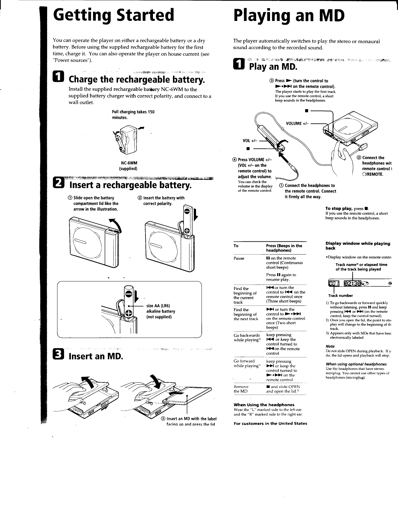 Page 3 of 12 - Sony MZ-E25 Primary User Manual MZE25