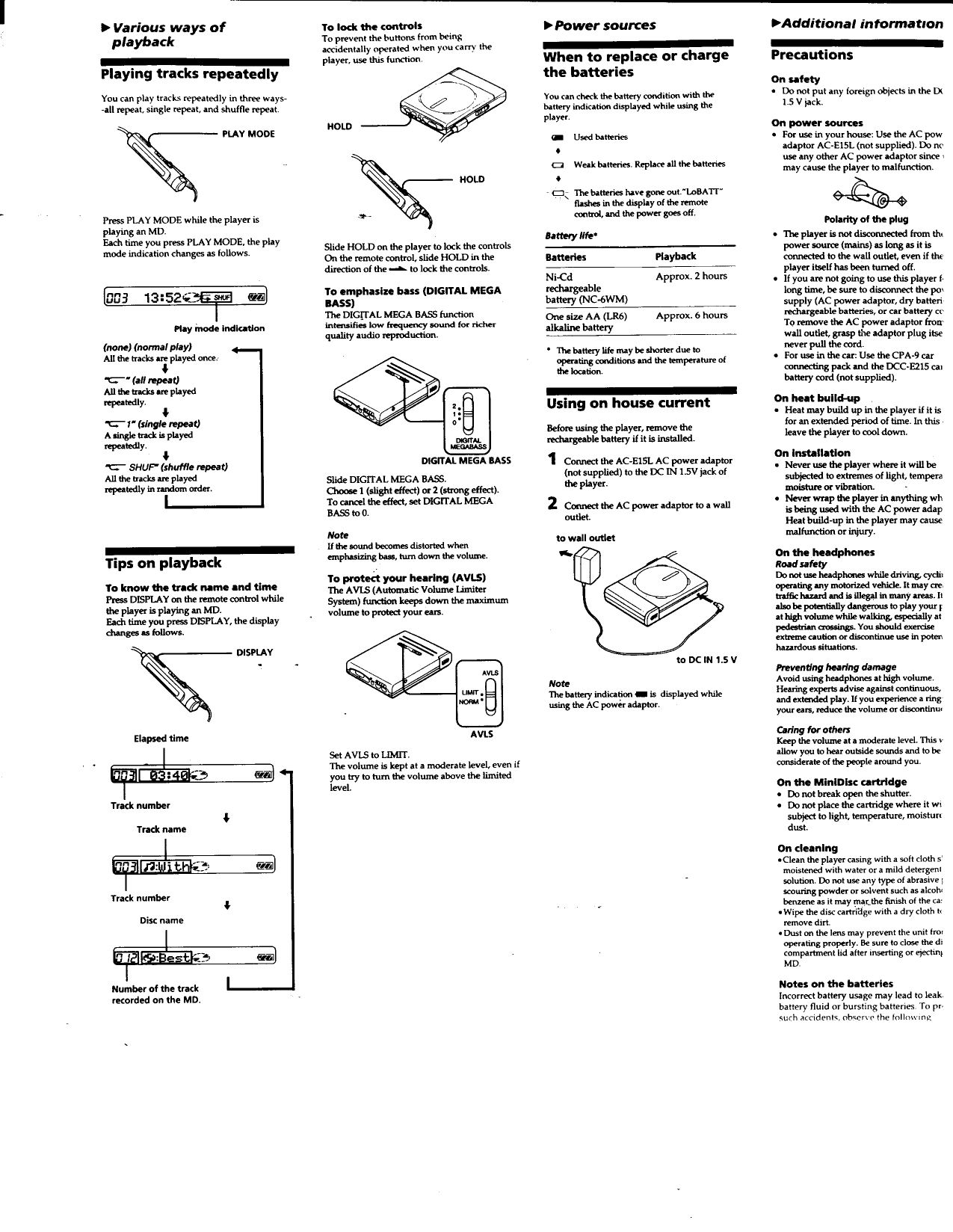 Page 4 of 12 - Sony MZ-E25 Primary User Manual MZE25