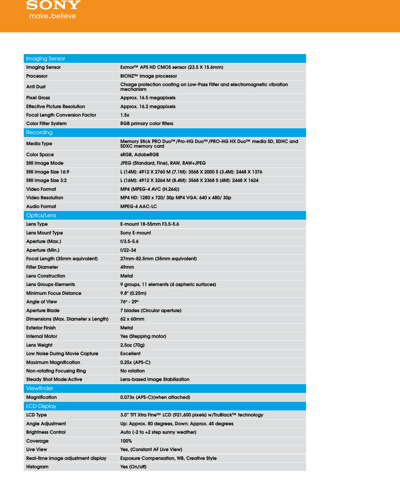 Sony Nex C3 User Manual Marketing Specifications Nex C3k P Pink Nexc3kp Mksp