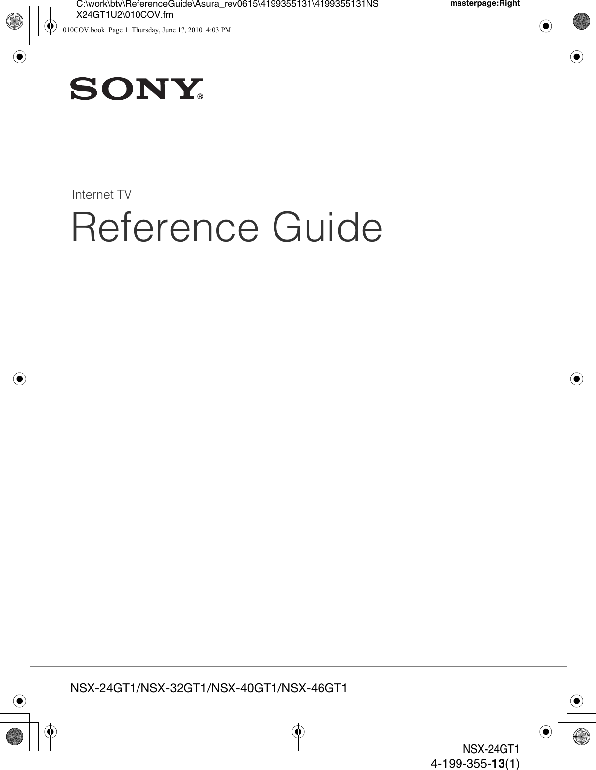 Page 1 of 12 - Sony NSX-32GT1 NSX-24/32/40/46GT1 Reference Guide User Manual  To The 87a70e05-cb2d-410e-9866-adddc0c457d3
