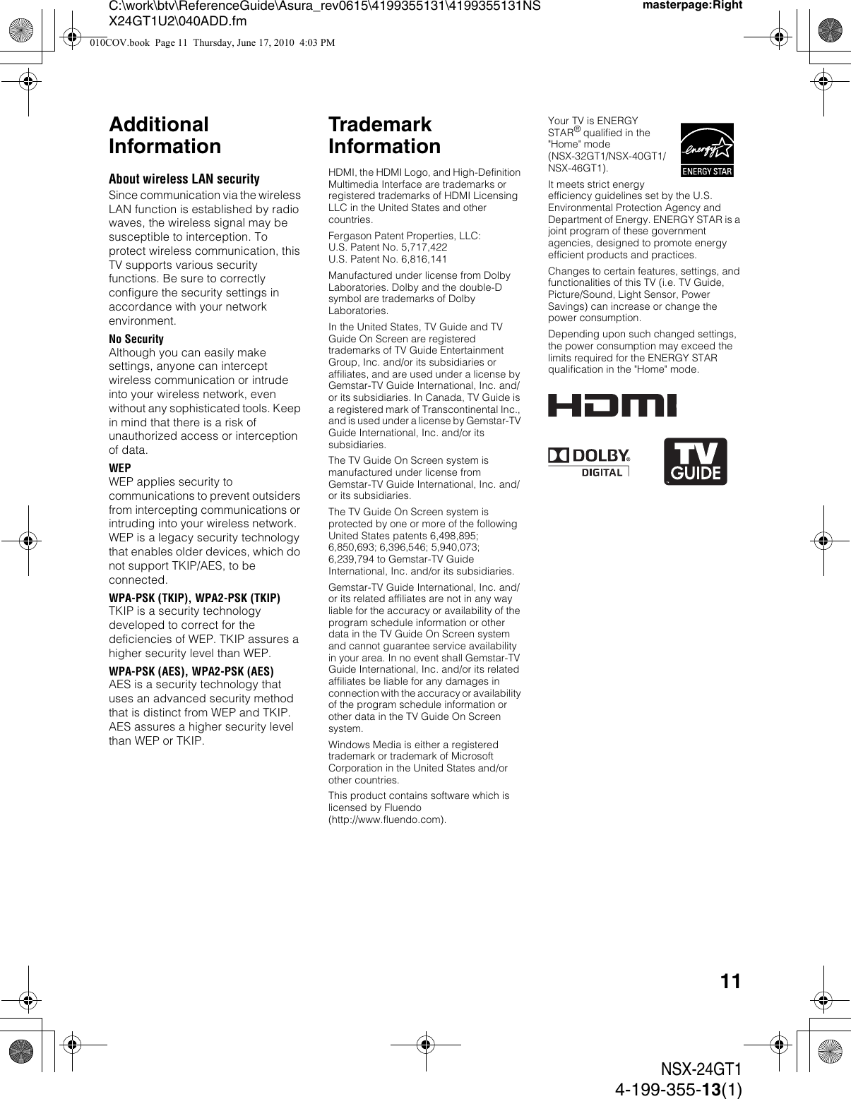 Page 11 of 12 - Sony NSX-32GT1 NSX-24/32/40/46GT1 Reference Guide User Manual  To The 87a70e05-cb2d-410e-9866-adddc0c457d3