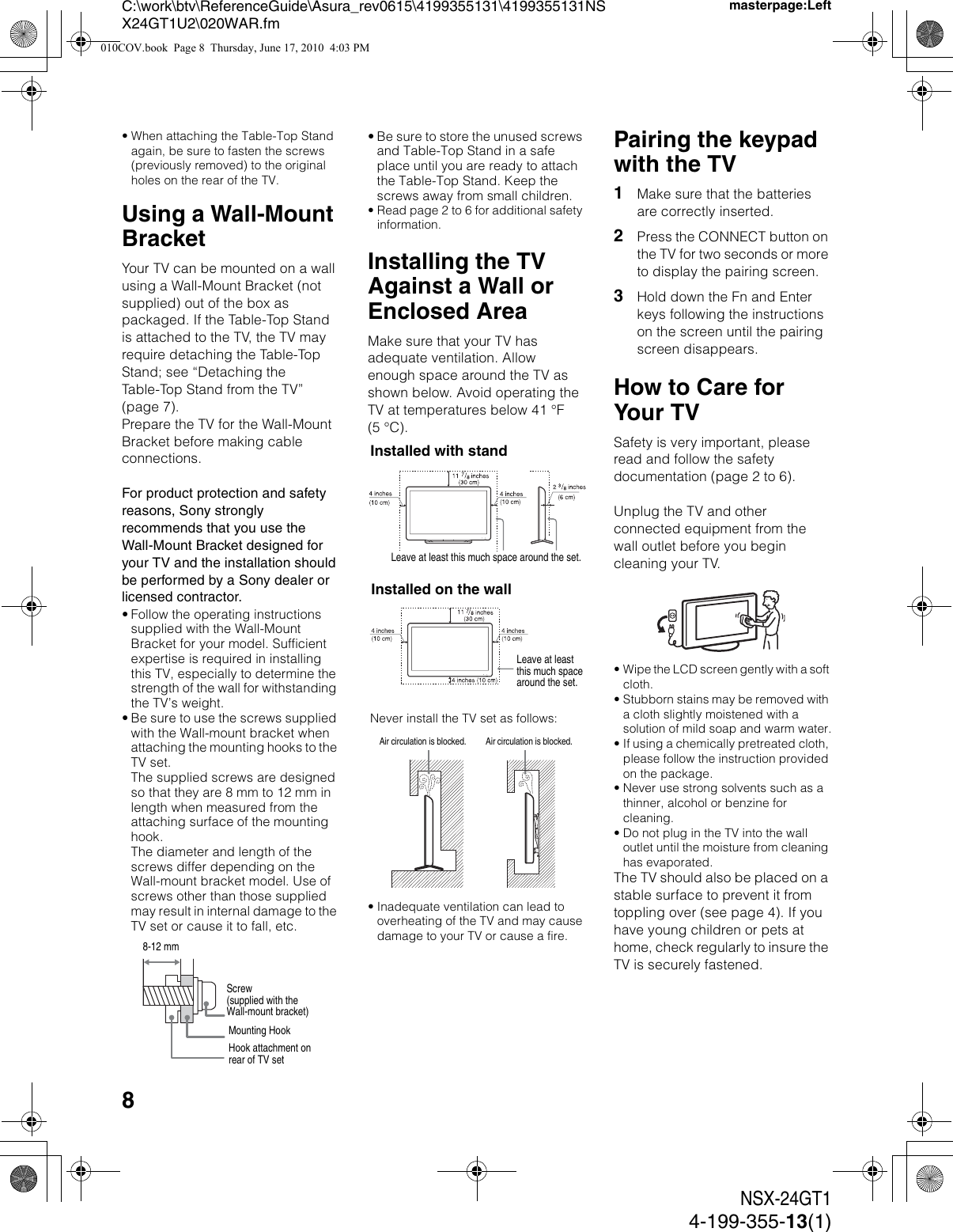 Page 8 of 12 - Sony NSX-32GT1 NSX-24/32/40/46GT1 Reference Guide User Manual  To The 87a70e05-cb2d-410e-9866-adddc0c457d3