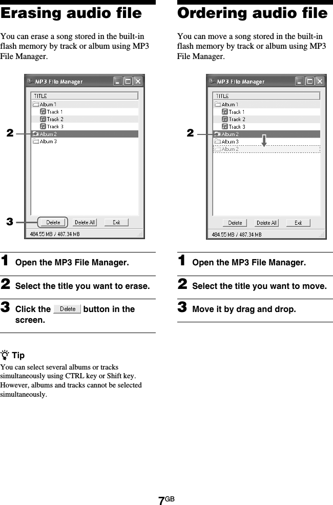 Page 7 of 8 - Sony NW-E95 MP3FileManager 1.1_U User Manual MP3 File Manager V1.1 MP3File Manager1.1