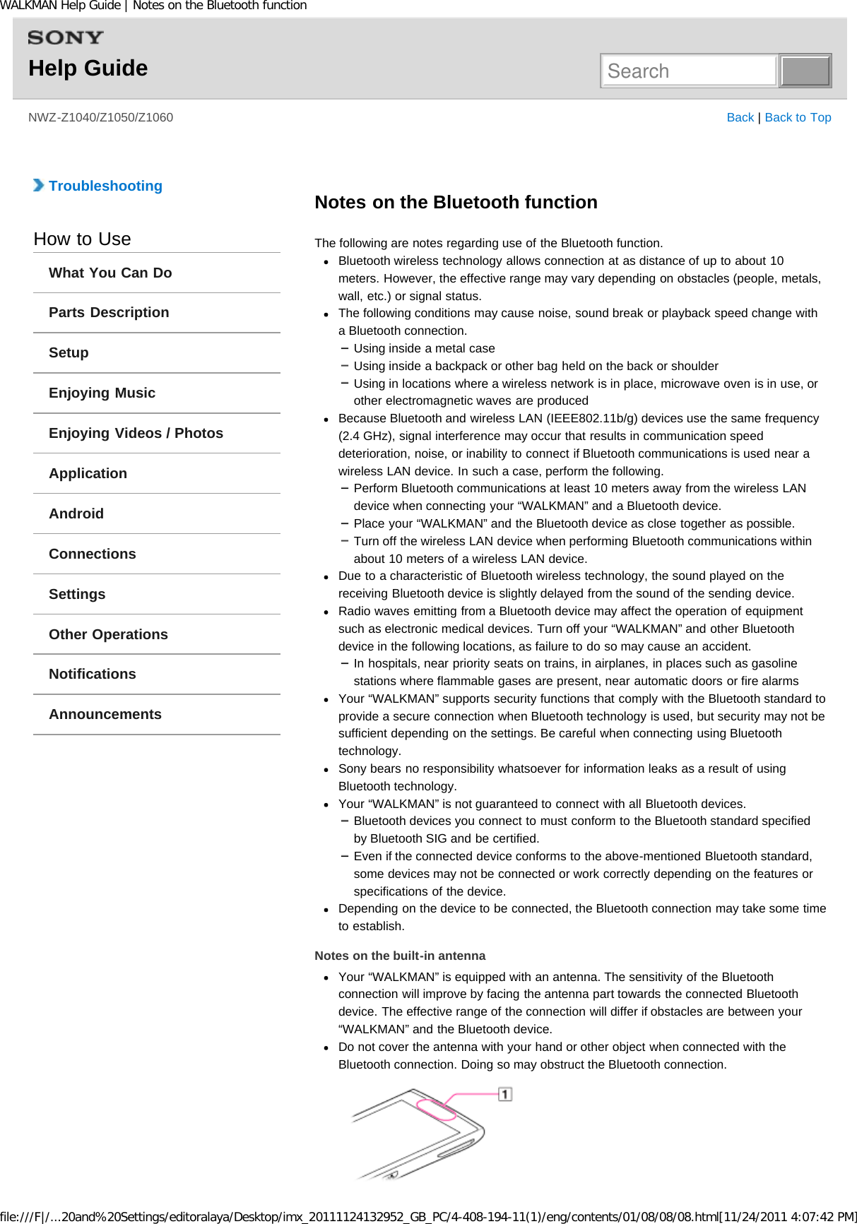 Page 114 of Sony NWZZ1000 Digital Media Player User Manual WALKMAN Help Guide   Top page