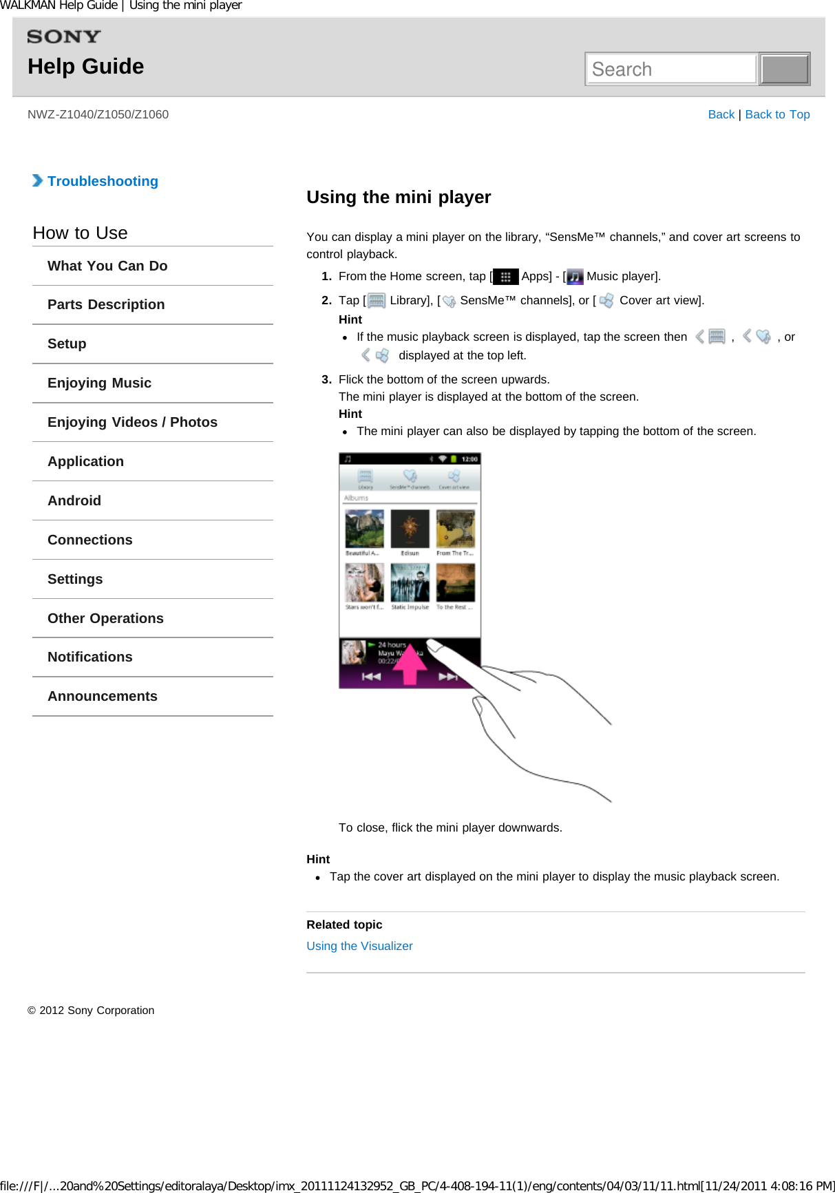 Page 146 of Sony NWZZ1000 Digital Media Player User Manual WALKMAN Help Guide   Top page