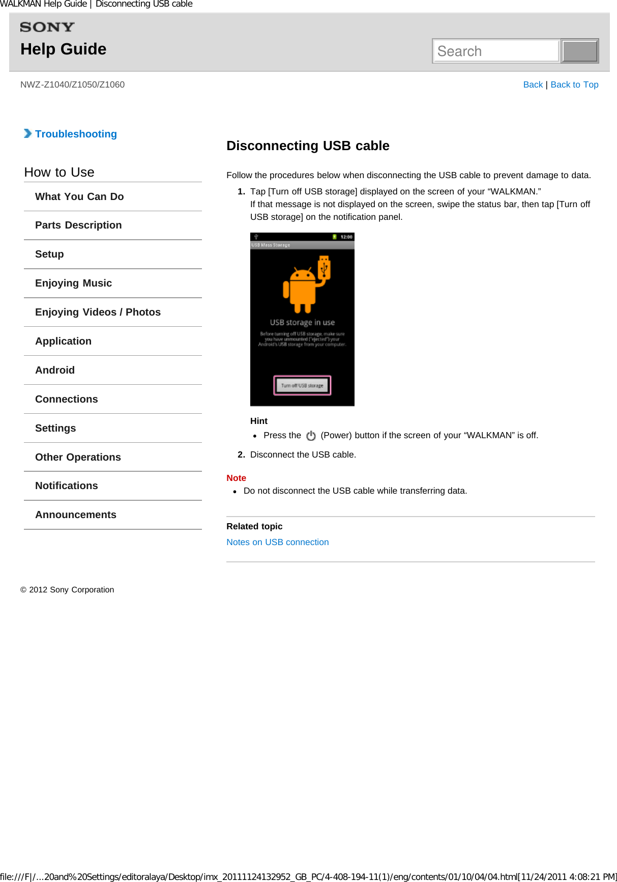 Page 151 of Sony NWZZ1000 Digital Media Player User Manual WALKMAN Help Guide   Top page