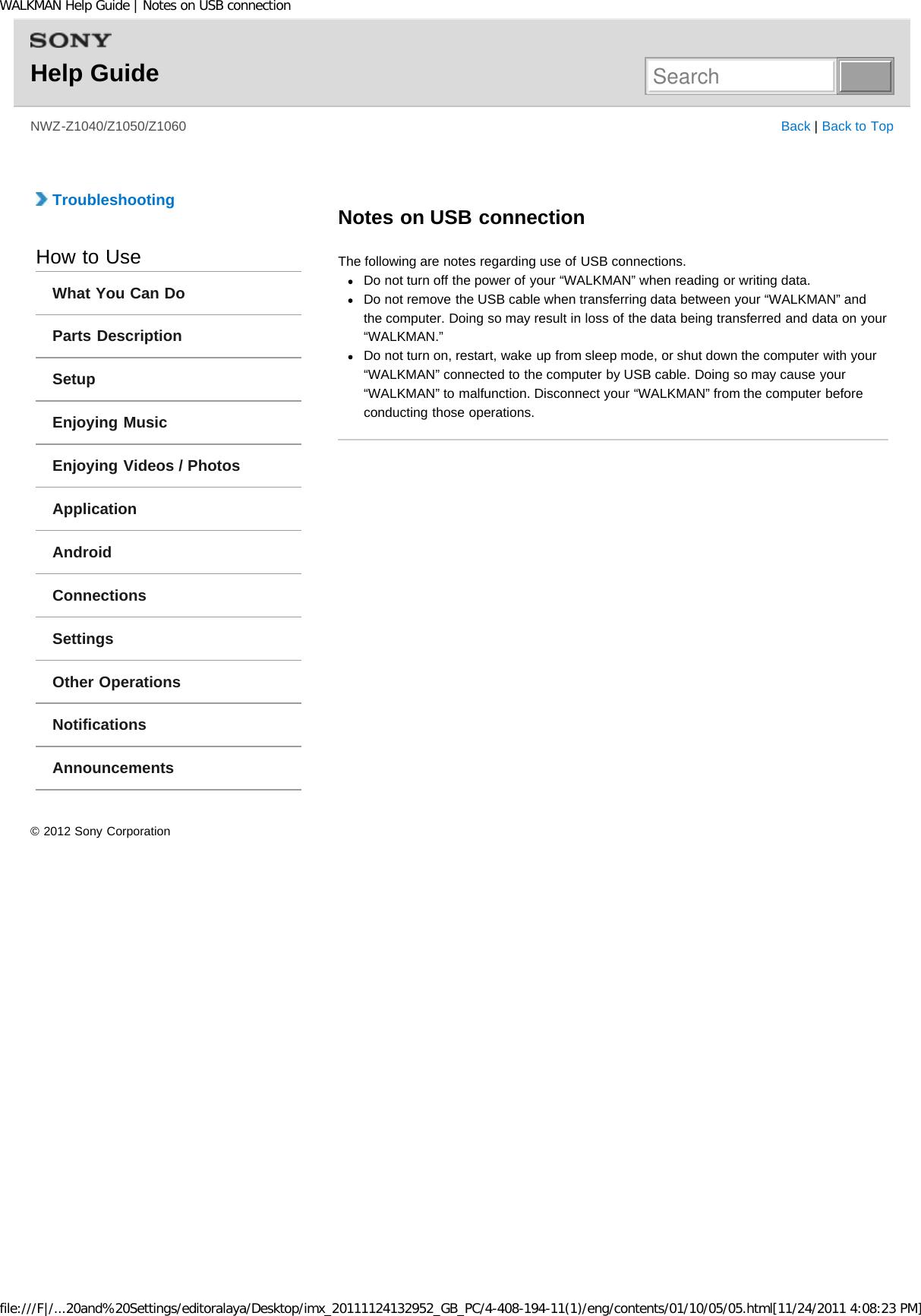 Page 153 of Sony NWZZ1000 Digital Media Player User Manual WALKMAN Help Guide   Top page