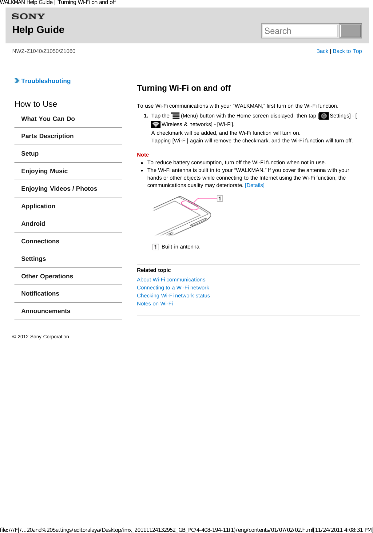 Page 160 of Sony NWZZ1000 Digital Media Player User Manual WALKMAN Help Guide   Top page