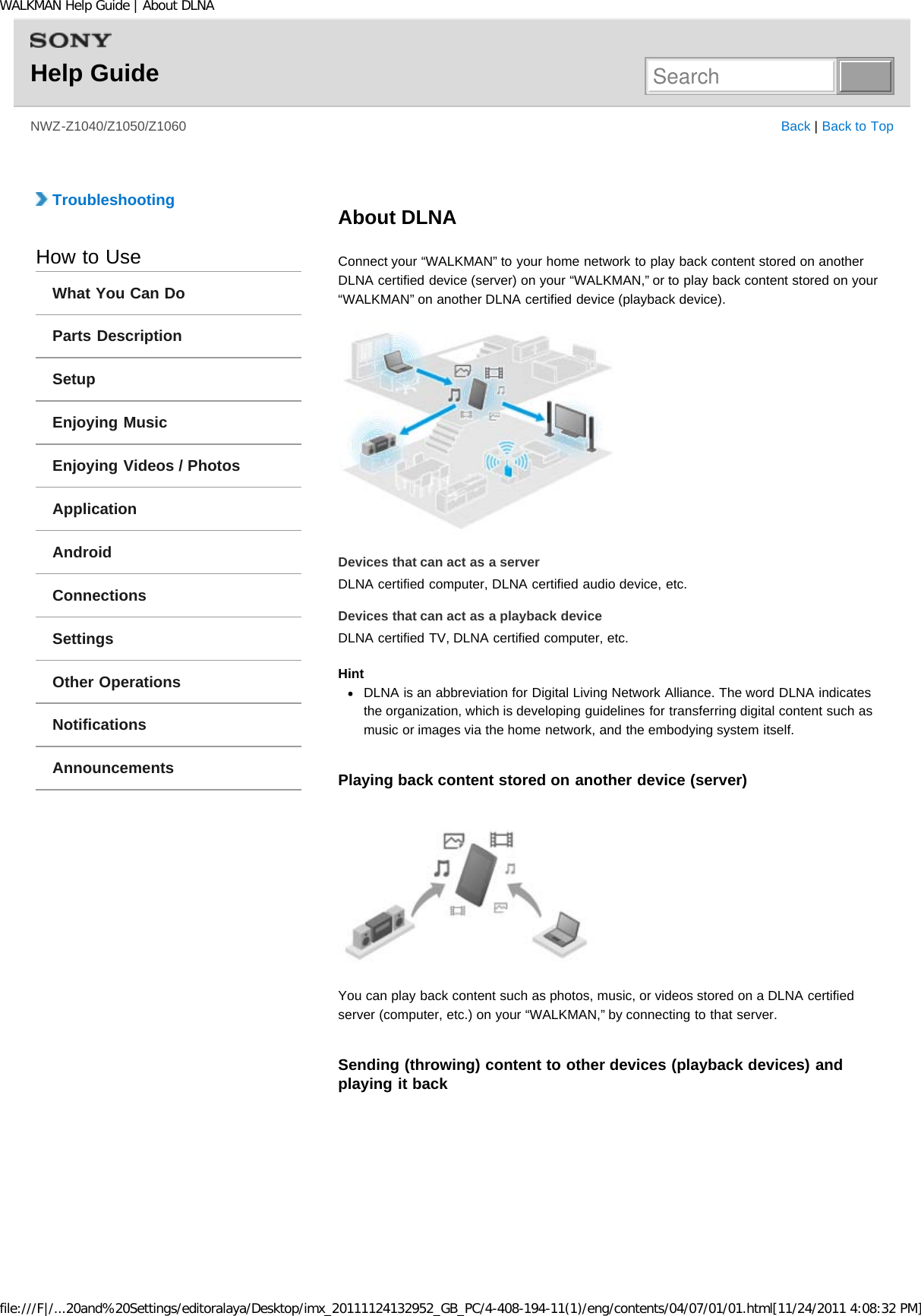 Page 161 of Sony NWZZ1000 Digital Media Player User Manual WALKMAN Help Guide   Top page