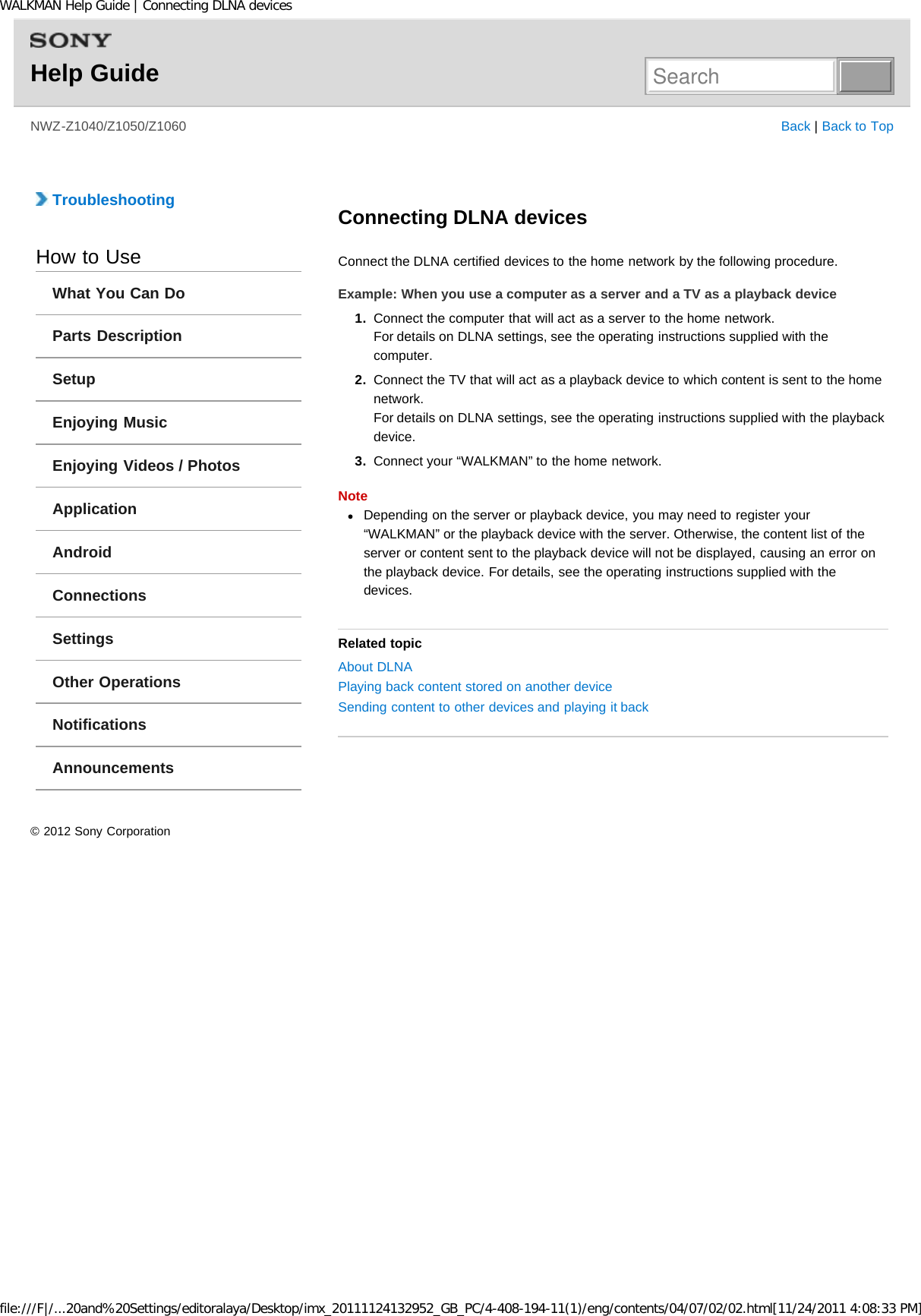 Page 163 of Sony NWZZ1000 Digital Media Player User Manual WALKMAN Help Guide   Top page