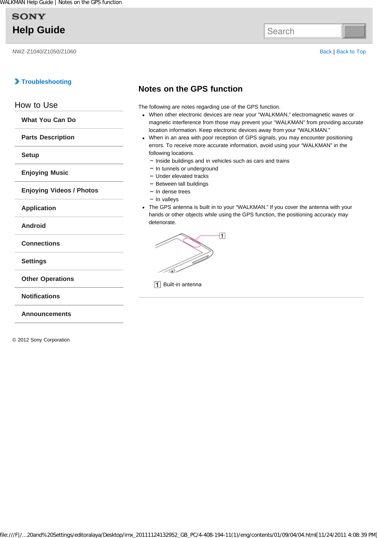 Page 169 of Sony NWZZ1000 Digital Media Player User Manual WALKMAN Help Guide   Top page