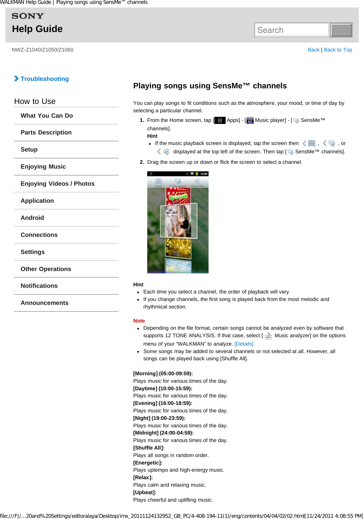 Page 185 of Sony NWZZ1000 Digital Media Player User Manual WALKMAN Help Guide   Top page