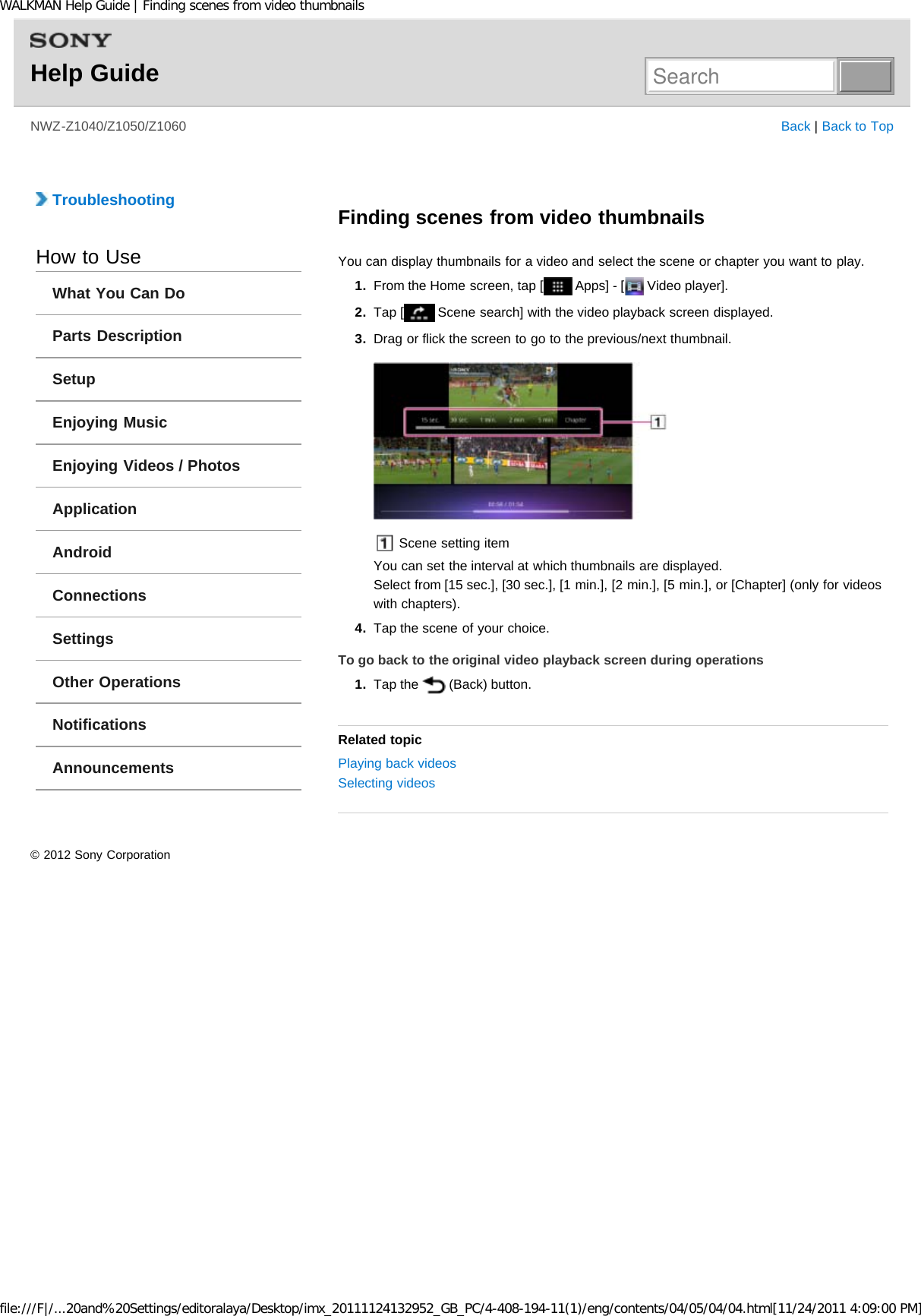 Page 190 of Sony NWZZ1000 Digital Media Player User Manual WALKMAN Help Guide   Top page