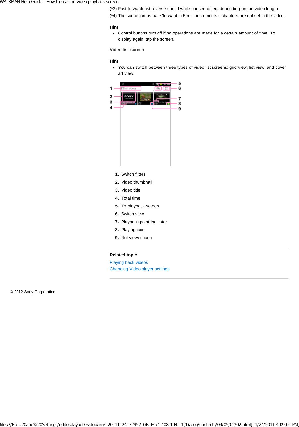 Page 192 of Sony NWZZ1000 Digital Media Player User Manual WALKMAN Help Guide   Top page