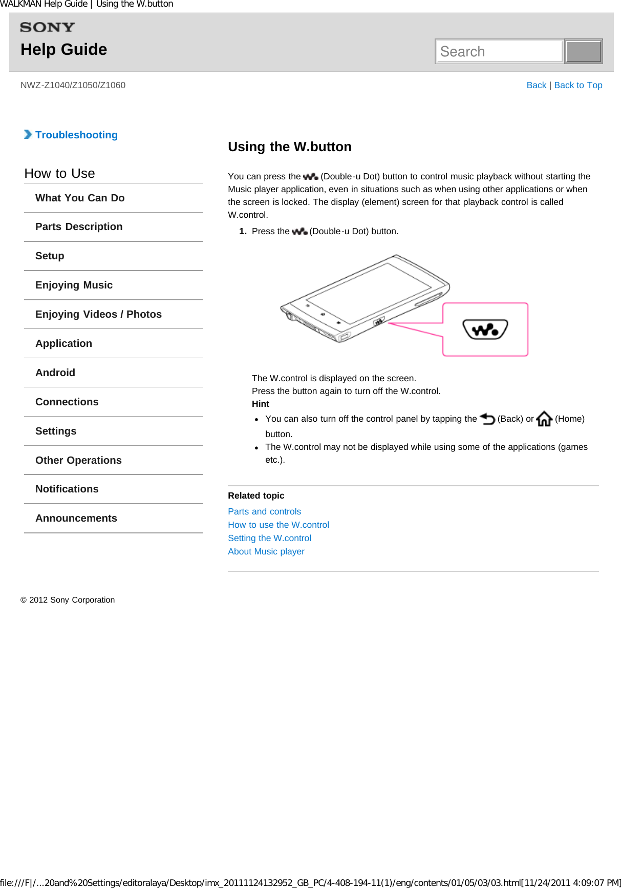 Page 197 of Sony NWZZ1000 Digital Media Player User Manual WALKMAN Help Guide   Top page