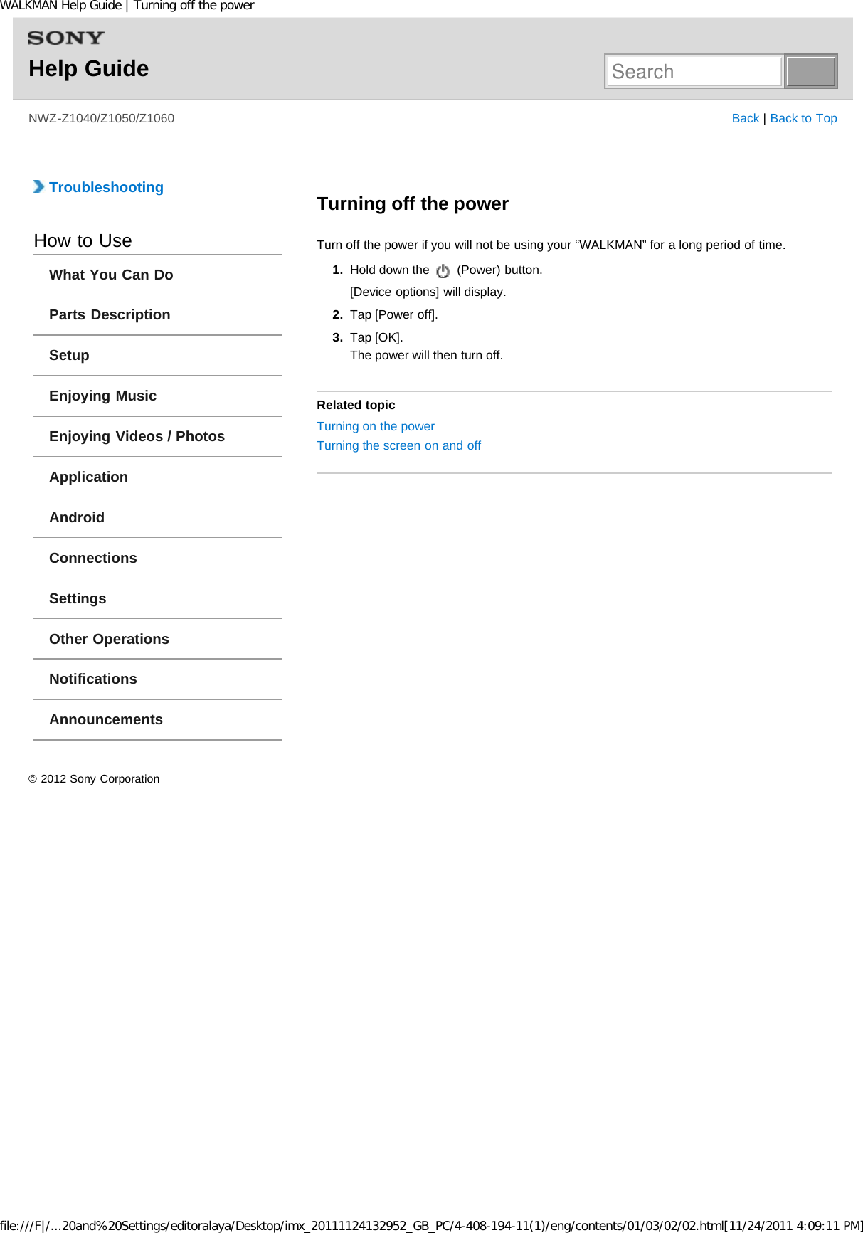 Page 201 of Sony NWZZ1000 Digital Media Player User Manual WALKMAN Help Guide   Top page