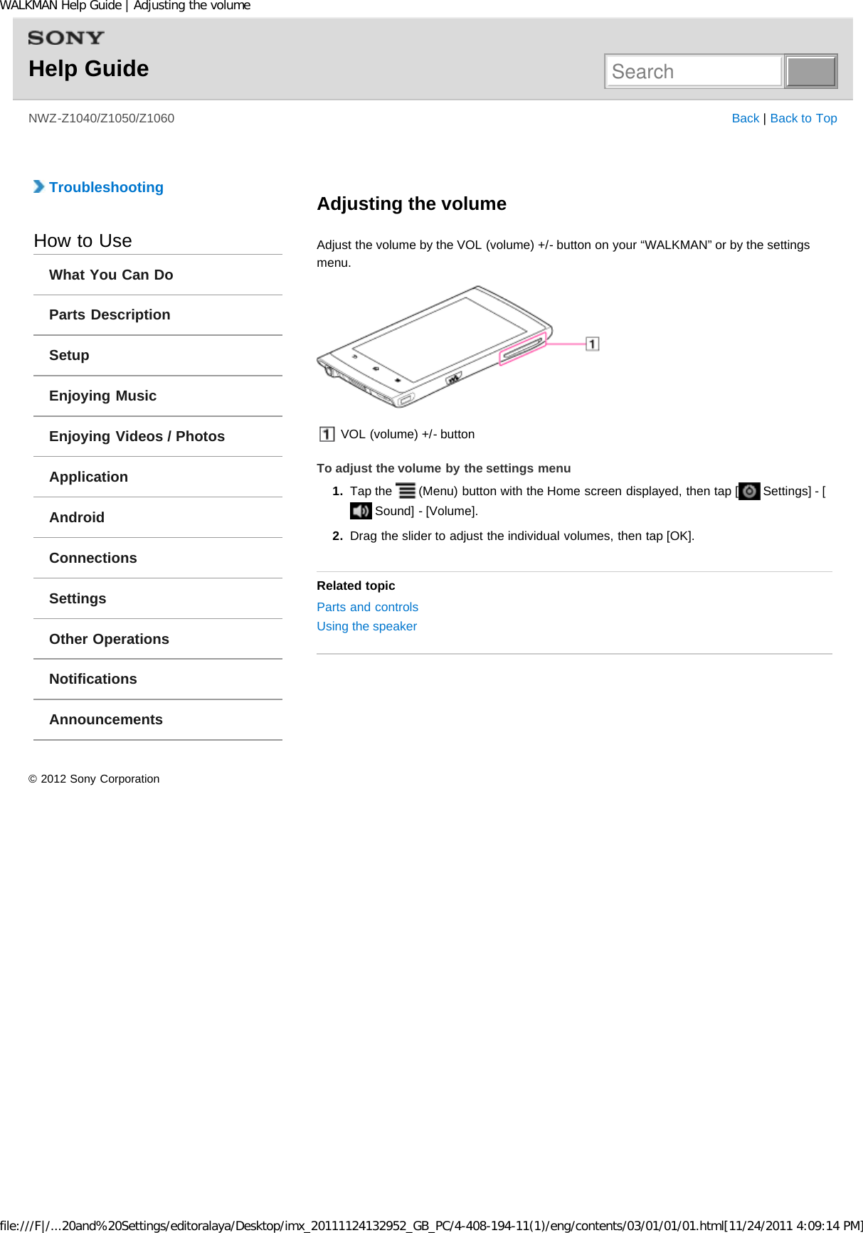 Page 204 of Sony NWZZ1000 Digital Media Player User Manual WALKMAN Help Guide   Top page