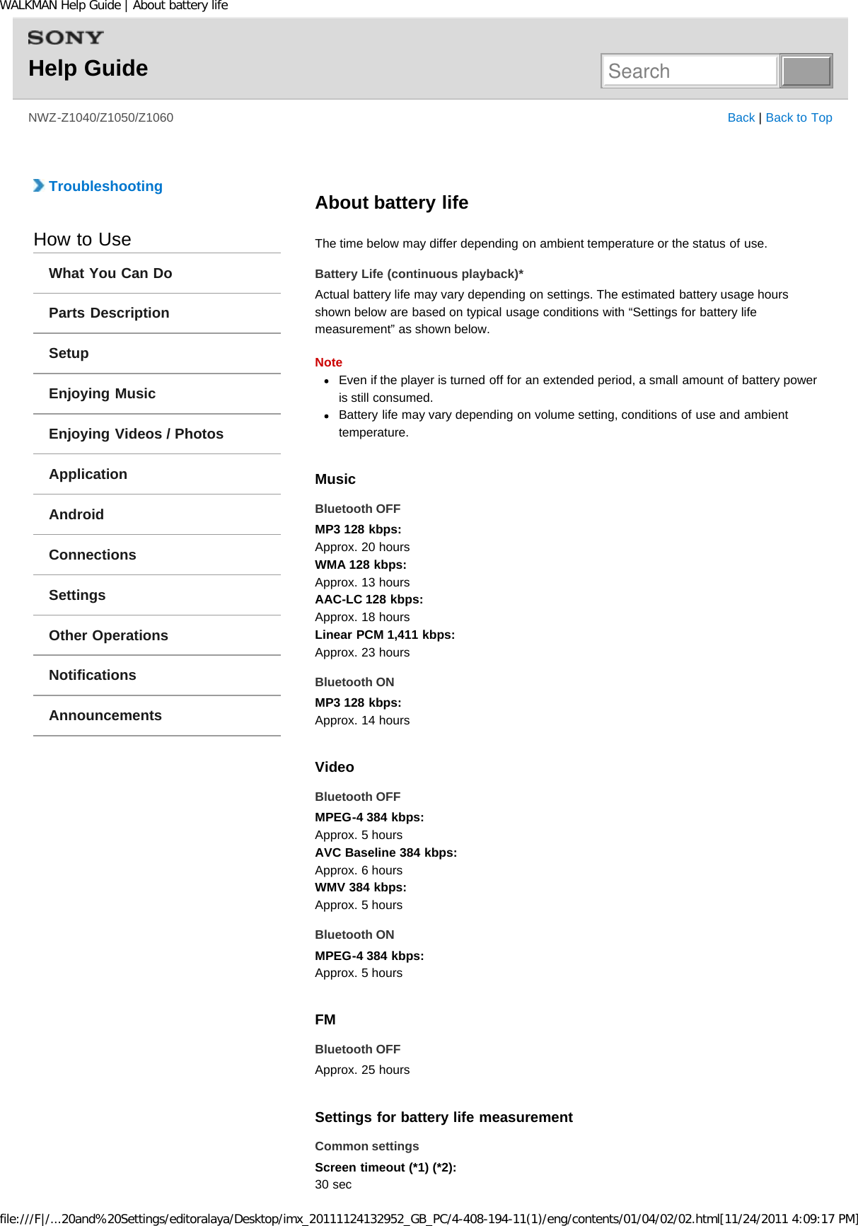 Page 207 of Sony NWZZ1000 Digital Media Player User Manual WALKMAN Help Guide   Top page