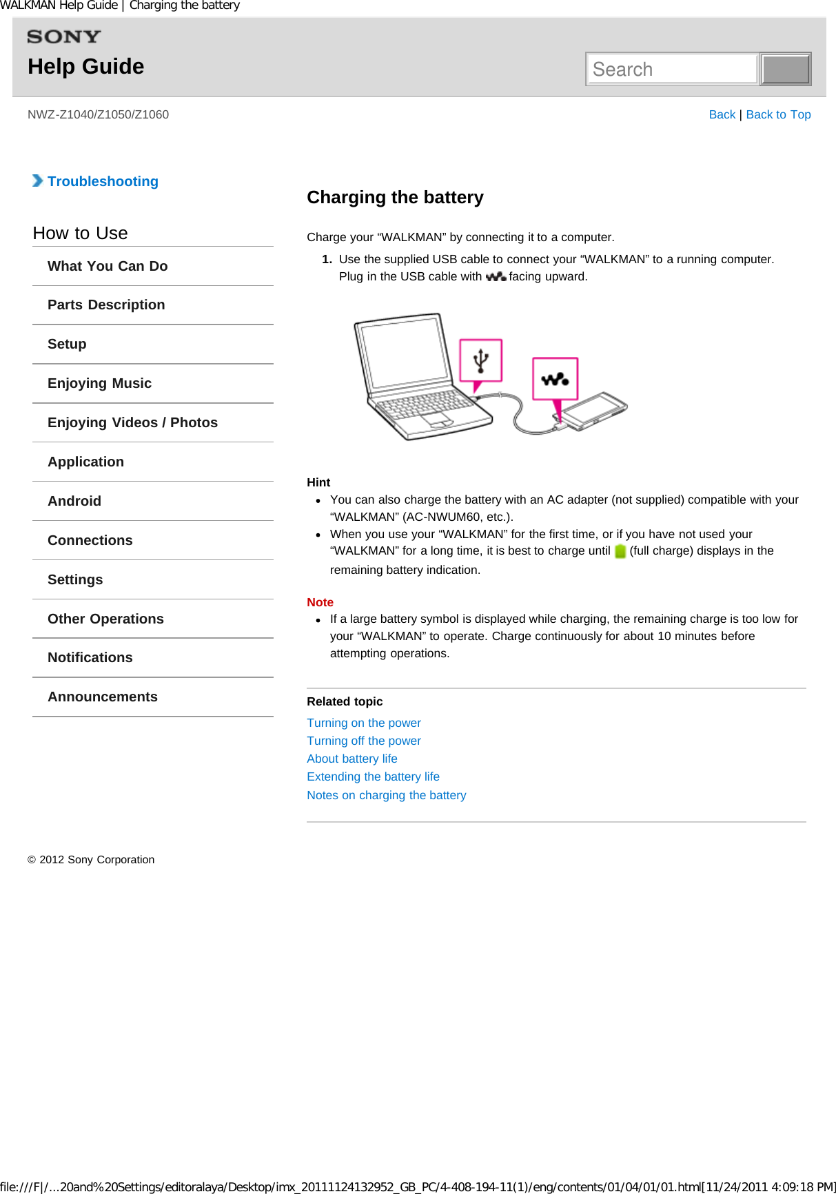 Page 209 of Sony NWZZ1000 Digital Media Player User Manual WALKMAN Help Guide   Top page