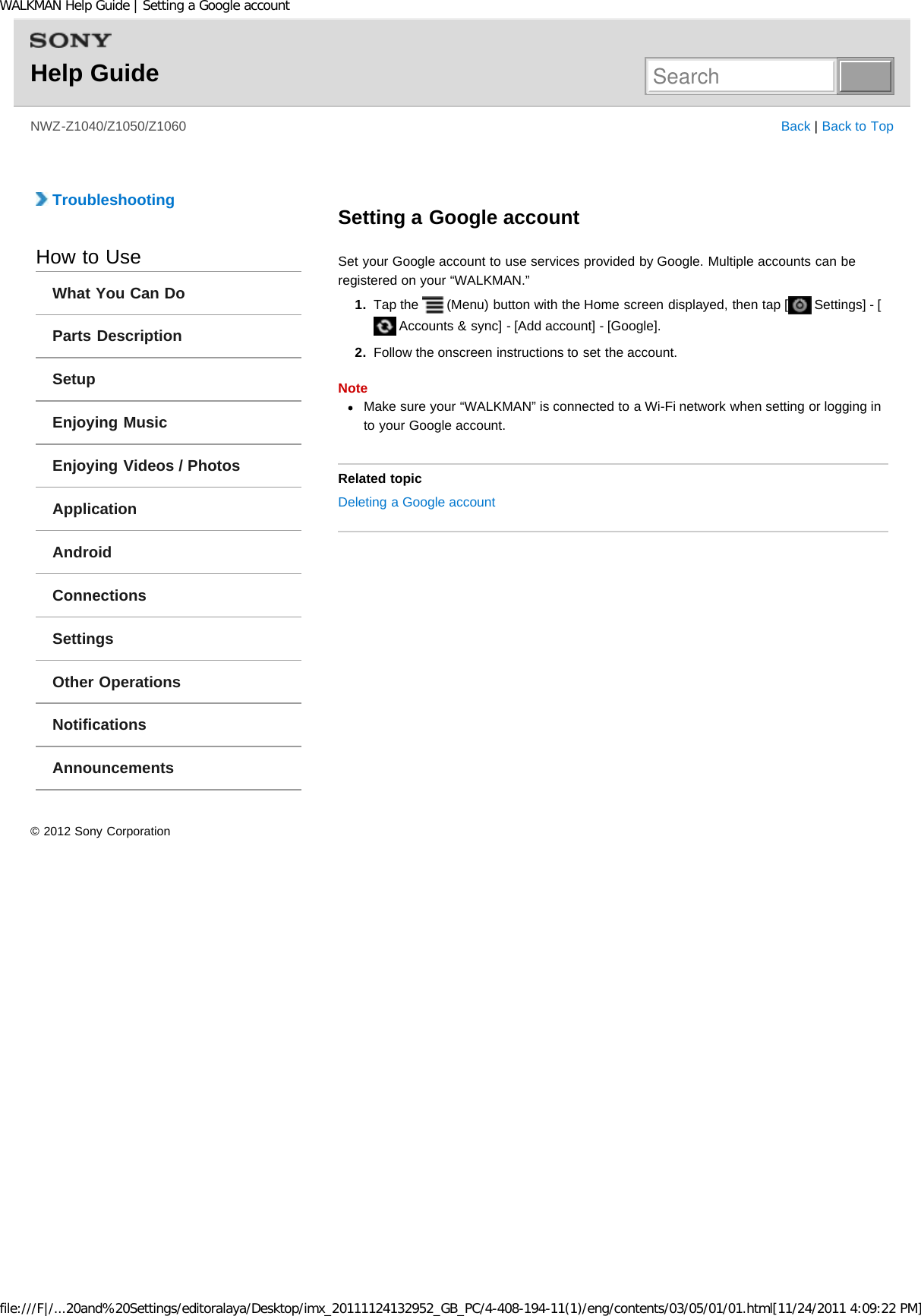 Page 213 of Sony NWZZ1000 Digital Media Player User Manual WALKMAN Help Guide   Top page