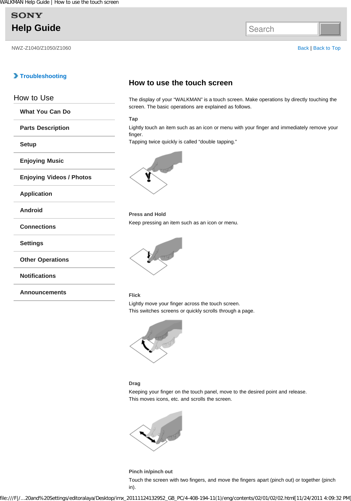 Page 222 of Sony NWZZ1000 Digital Media Player User Manual WALKMAN Help Guide   Top page