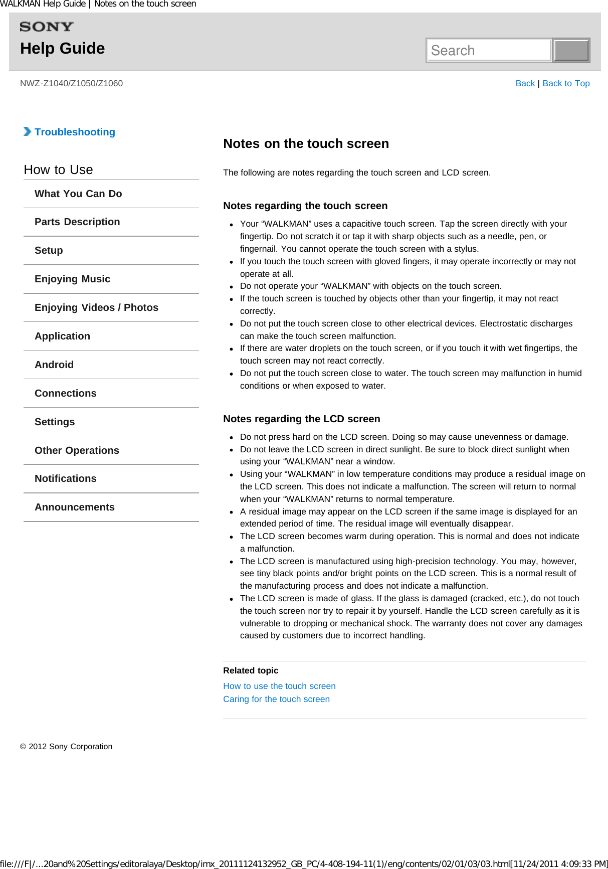 Page 224 of Sony NWZZ1000 Digital Media Player User Manual WALKMAN Help Guide   Top page