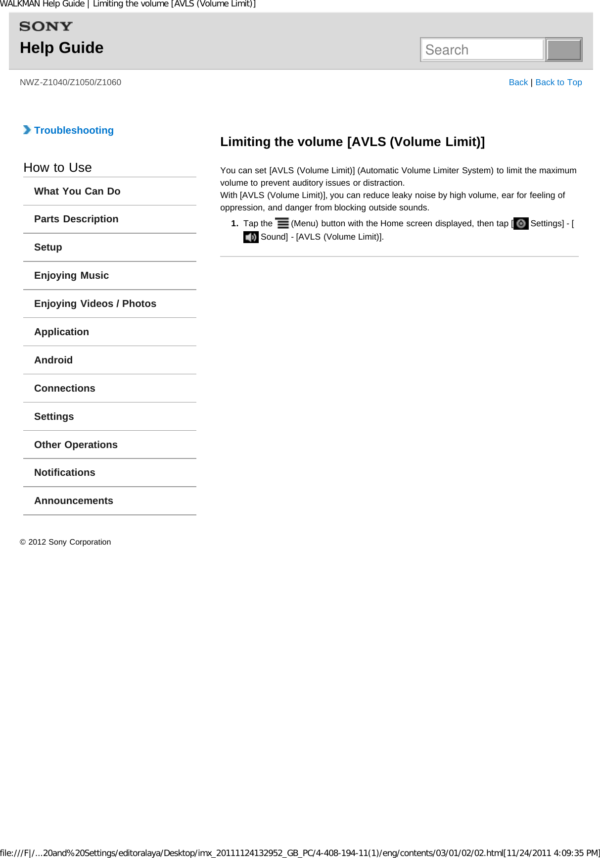 Page 226 of Sony NWZZ1000 Digital Media Player User Manual WALKMAN Help Guide   Top page