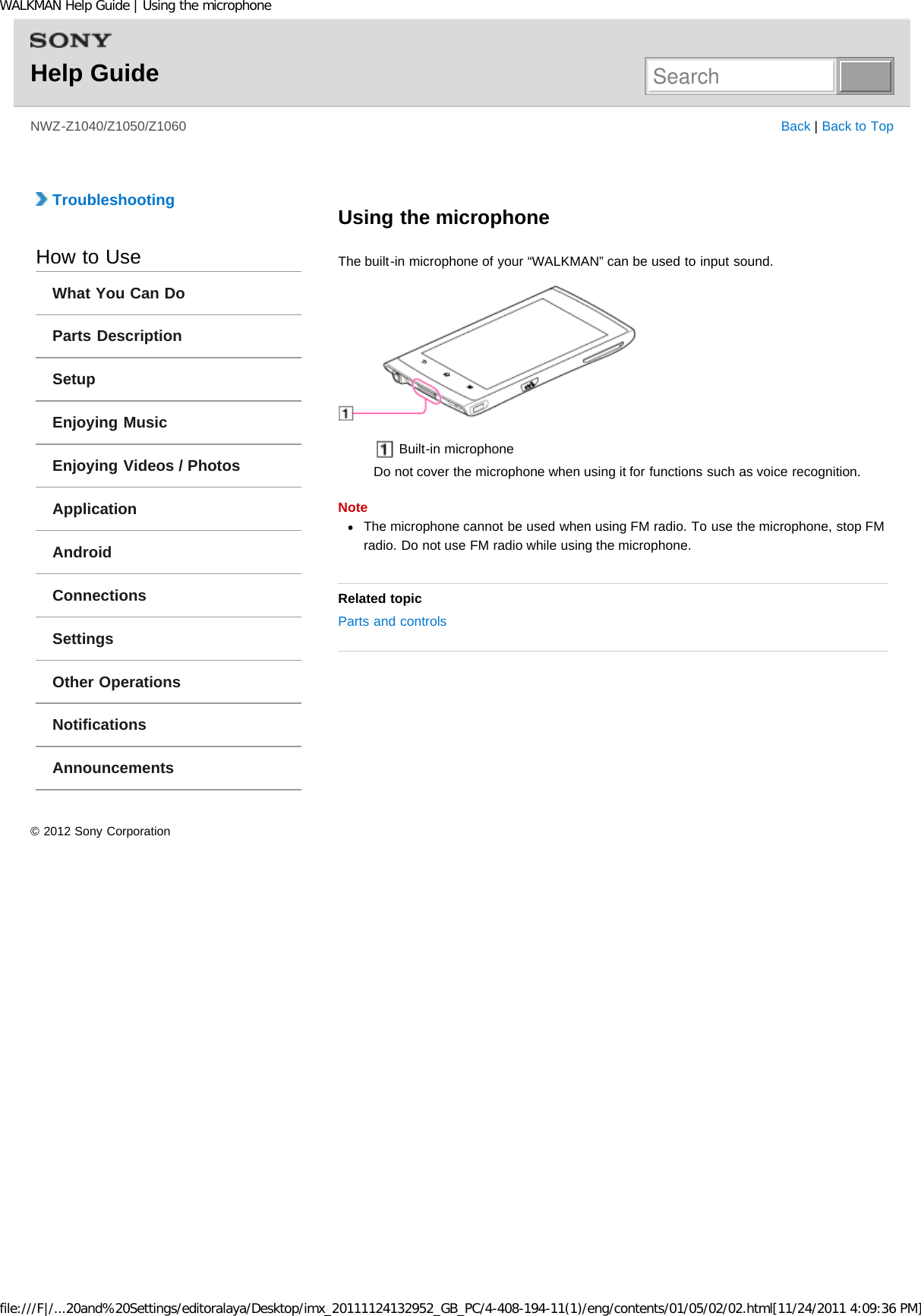 Page 227 of Sony NWZZ1000 Digital Media Player User Manual WALKMAN Help Guide   Top page