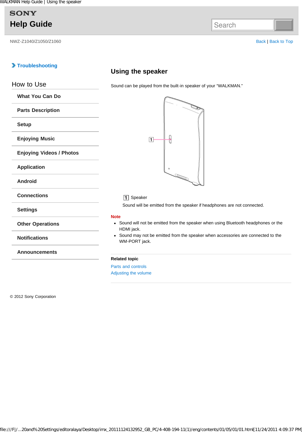 Page 228 of Sony NWZZ1000 Digital Media Player User Manual WALKMAN Help Guide   Top page