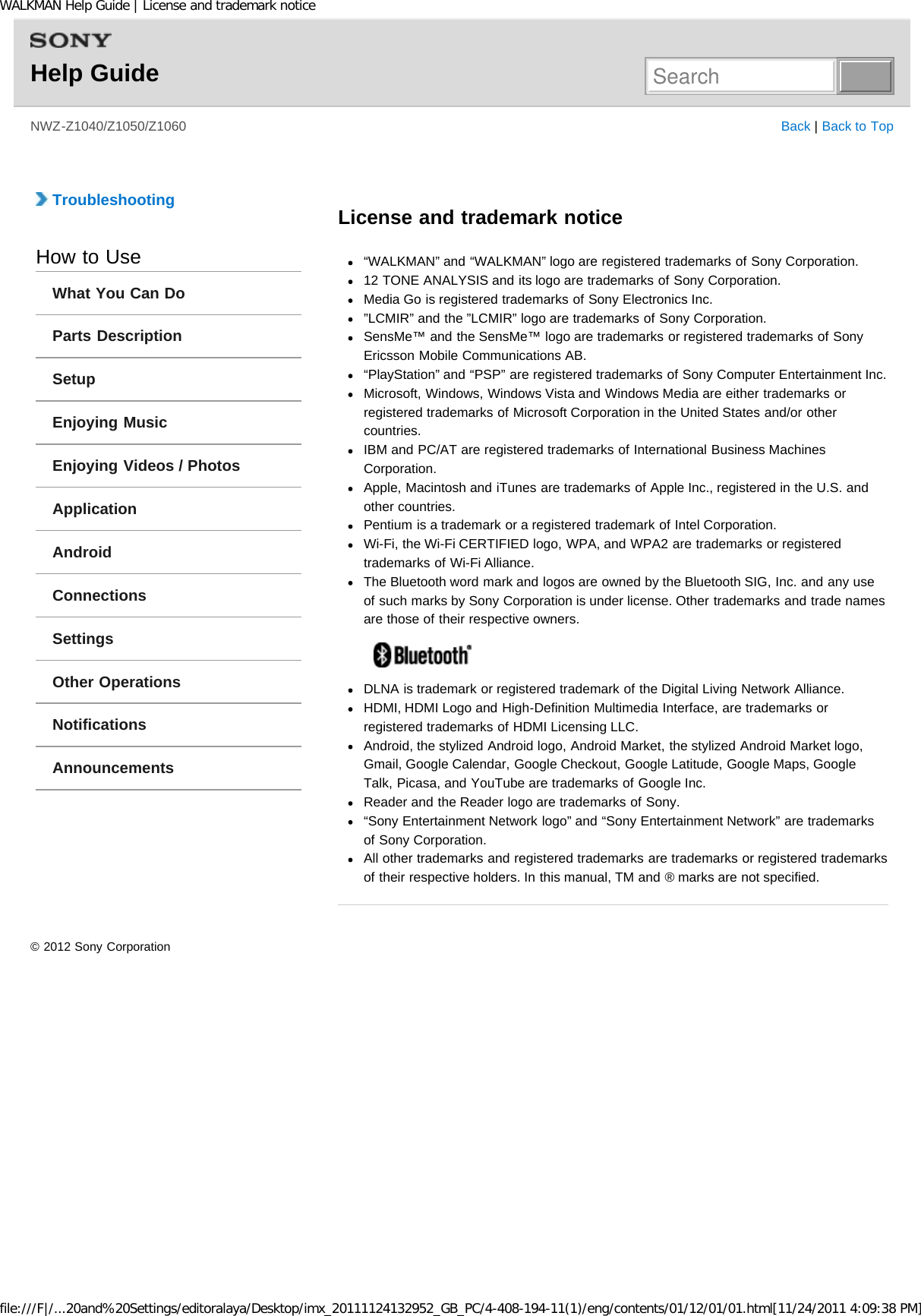 Page 229 of Sony NWZZ1000 Digital Media Player User Manual WALKMAN Help Guide   Top page