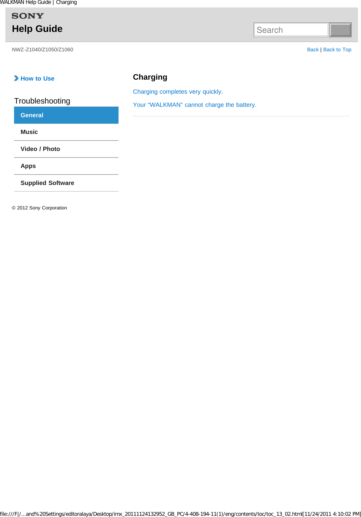 Page 256 of Sony NWZZ1000 Digital Media Player User Manual WALKMAN Help Guide   Top page