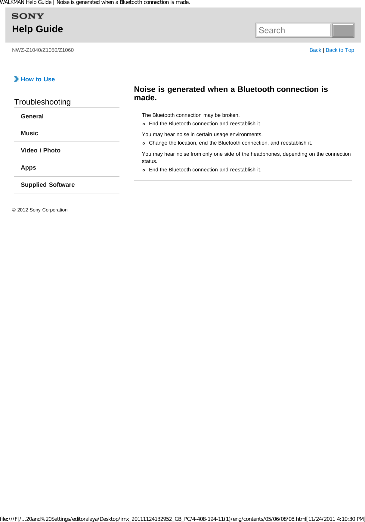 Page 282 of Sony NWZZ1000 Digital Media Player User Manual WALKMAN Help Guide   Top page