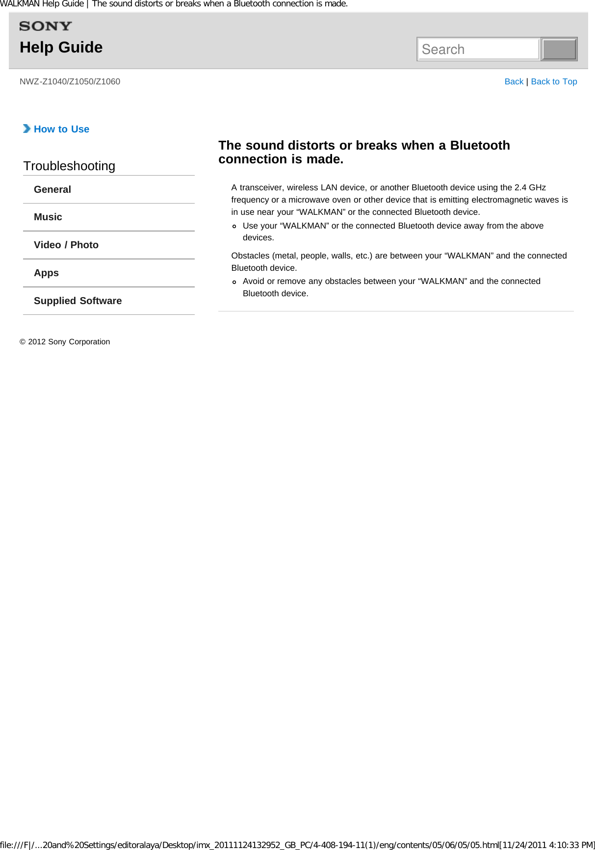 Page 285 of Sony NWZZ1000 Digital Media Player User Manual WALKMAN Help Guide   Top page