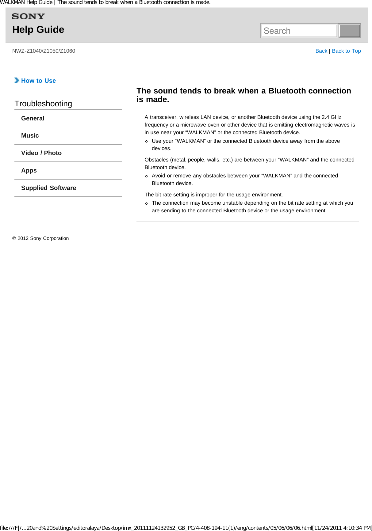 Page 286 of Sony NWZZ1000 Digital Media Player User Manual WALKMAN Help Guide   Top page