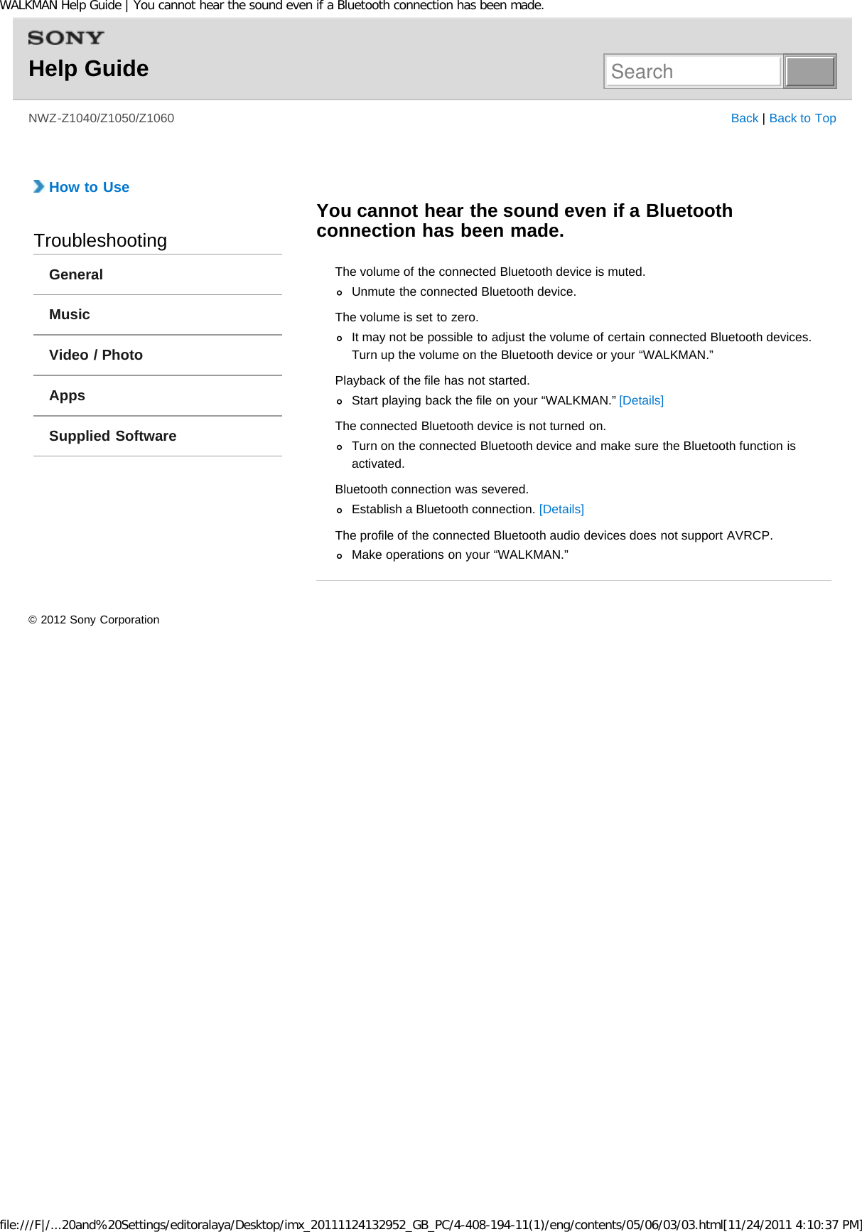 Page 289 of Sony NWZZ1000 Digital Media Player User Manual WALKMAN Help Guide   Top page