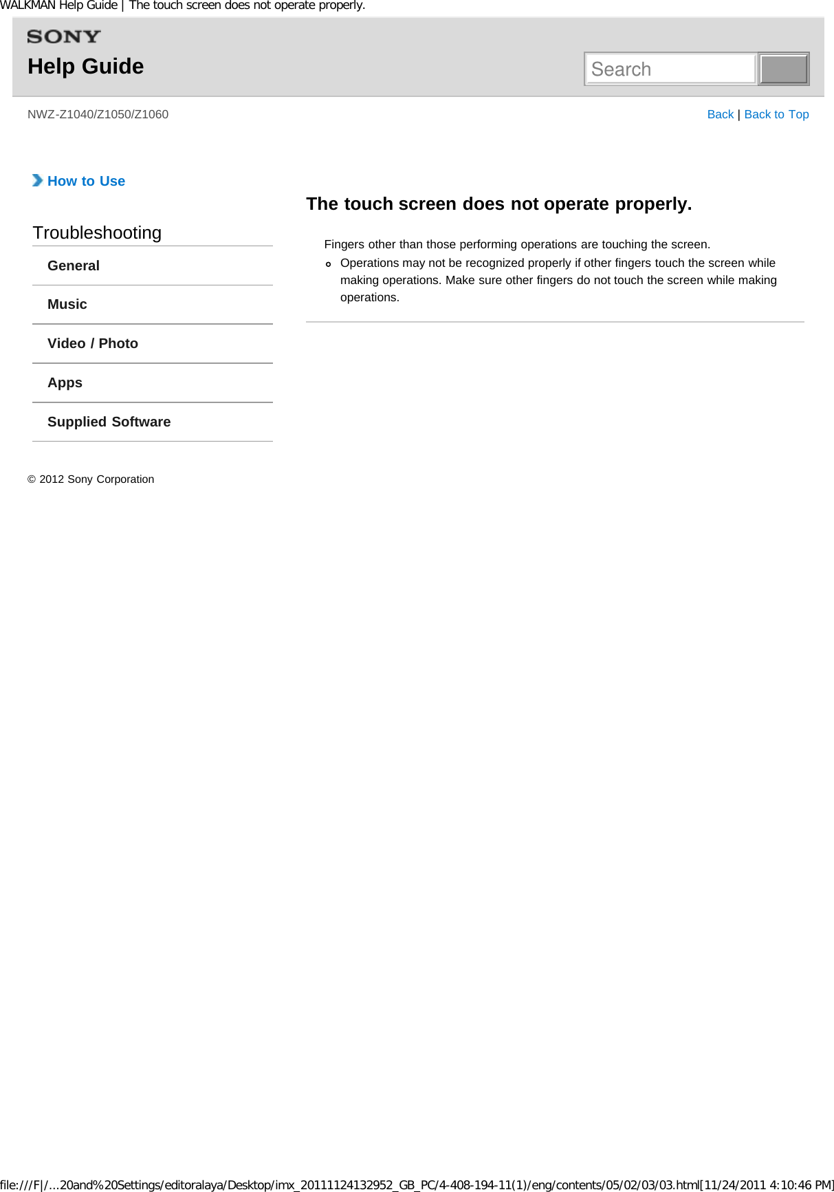 Page 297 of Sony NWZZ1000 Digital Media Player User Manual WALKMAN Help Guide   Top page