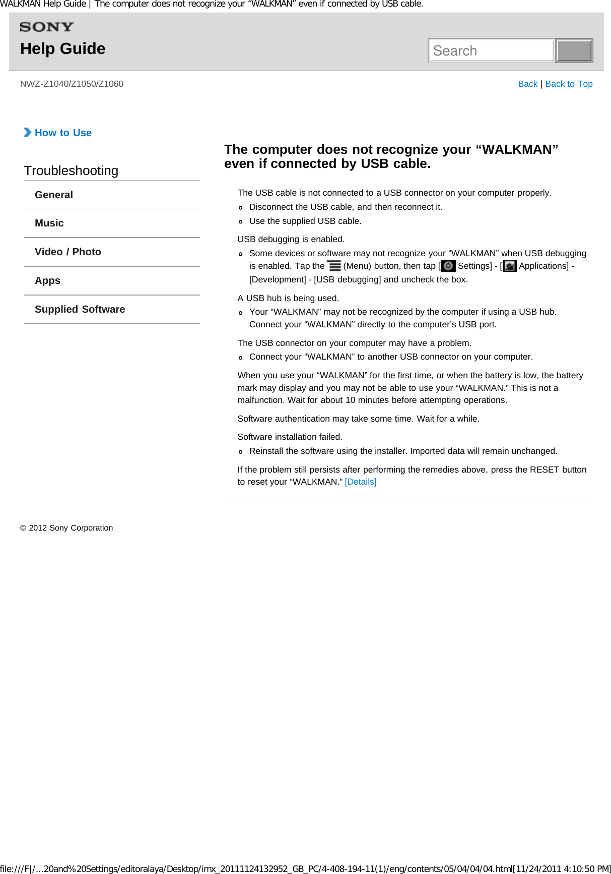 Page 301 of Sony NWZZ1000 Digital Media Player User Manual WALKMAN Help Guide   Top page