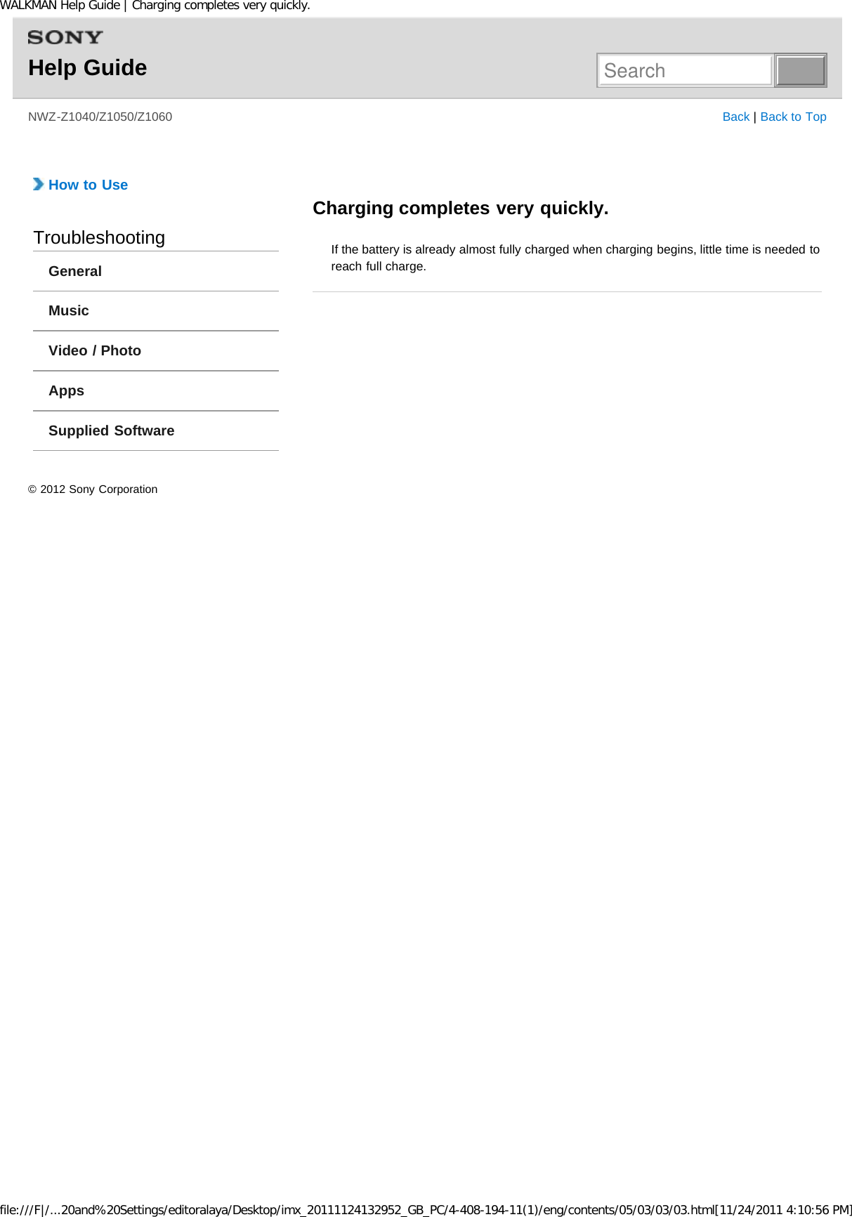 Page 306 of Sony NWZZ1000 Digital Media Player User Manual WALKMAN Help Guide   Top page