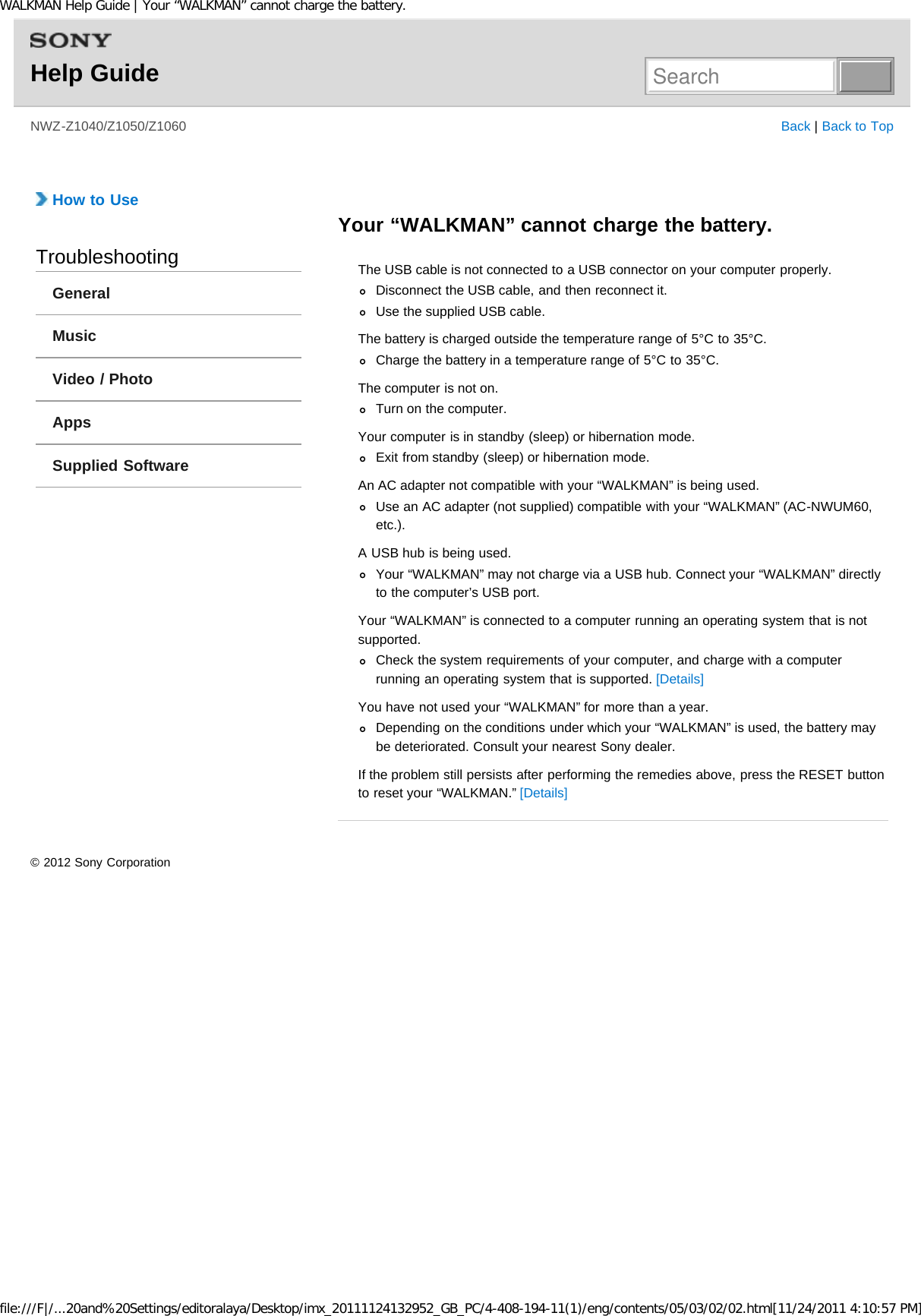 Page 307 of Sony NWZZ1000 Digital Media Player User Manual WALKMAN Help Guide   Top page