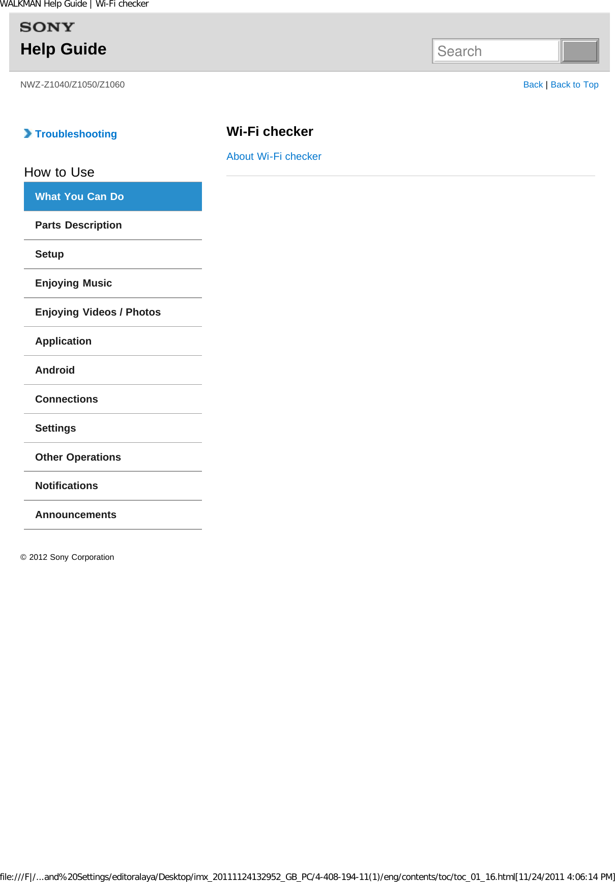 Page 31 of Sony NWZZ1000 Digital Media Player User Manual WALKMAN Help Guide   Top page