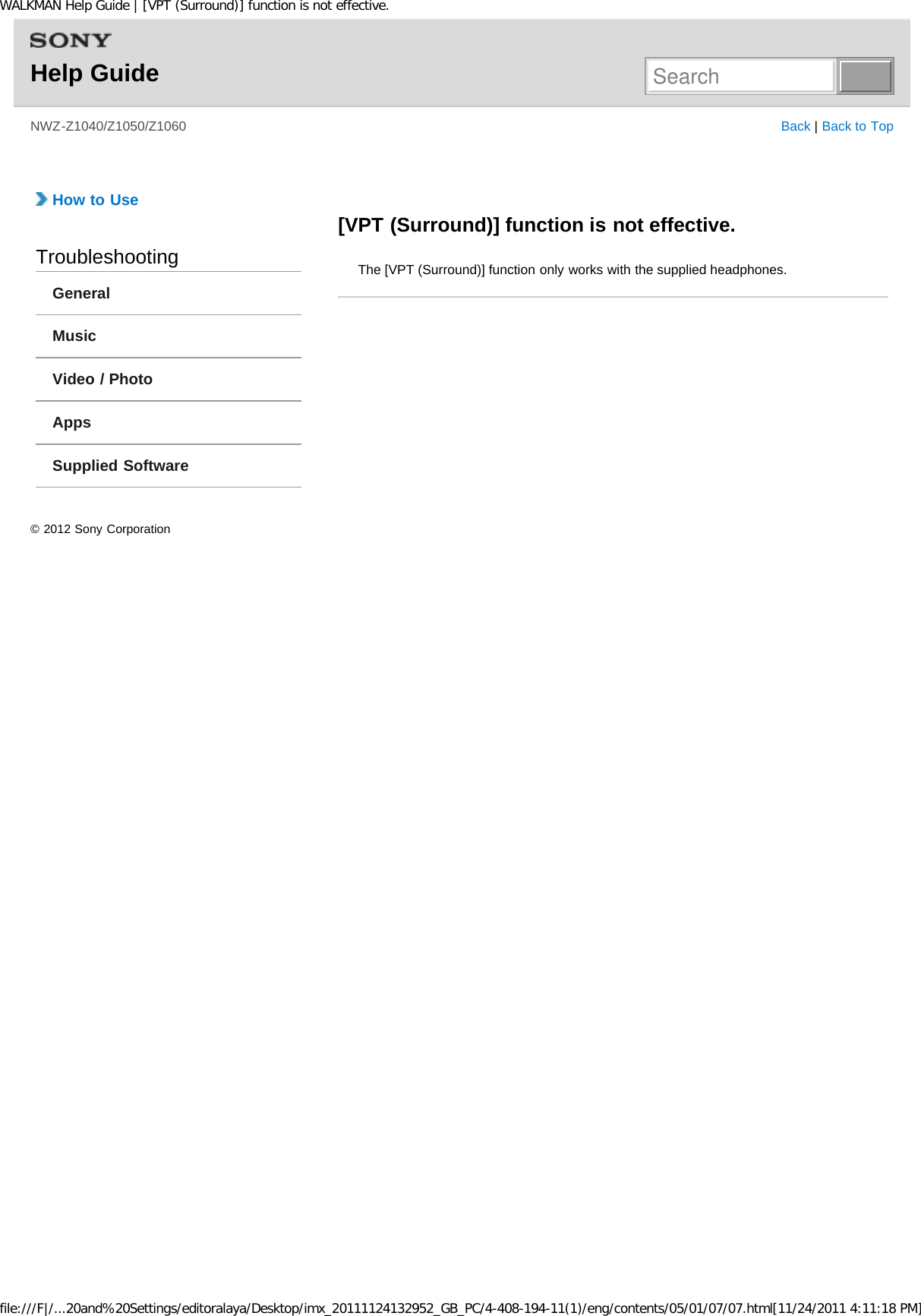 Page 327 of Sony NWZZ1000 Digital Media Player User Manual WALKMAN Help Guide   Top page