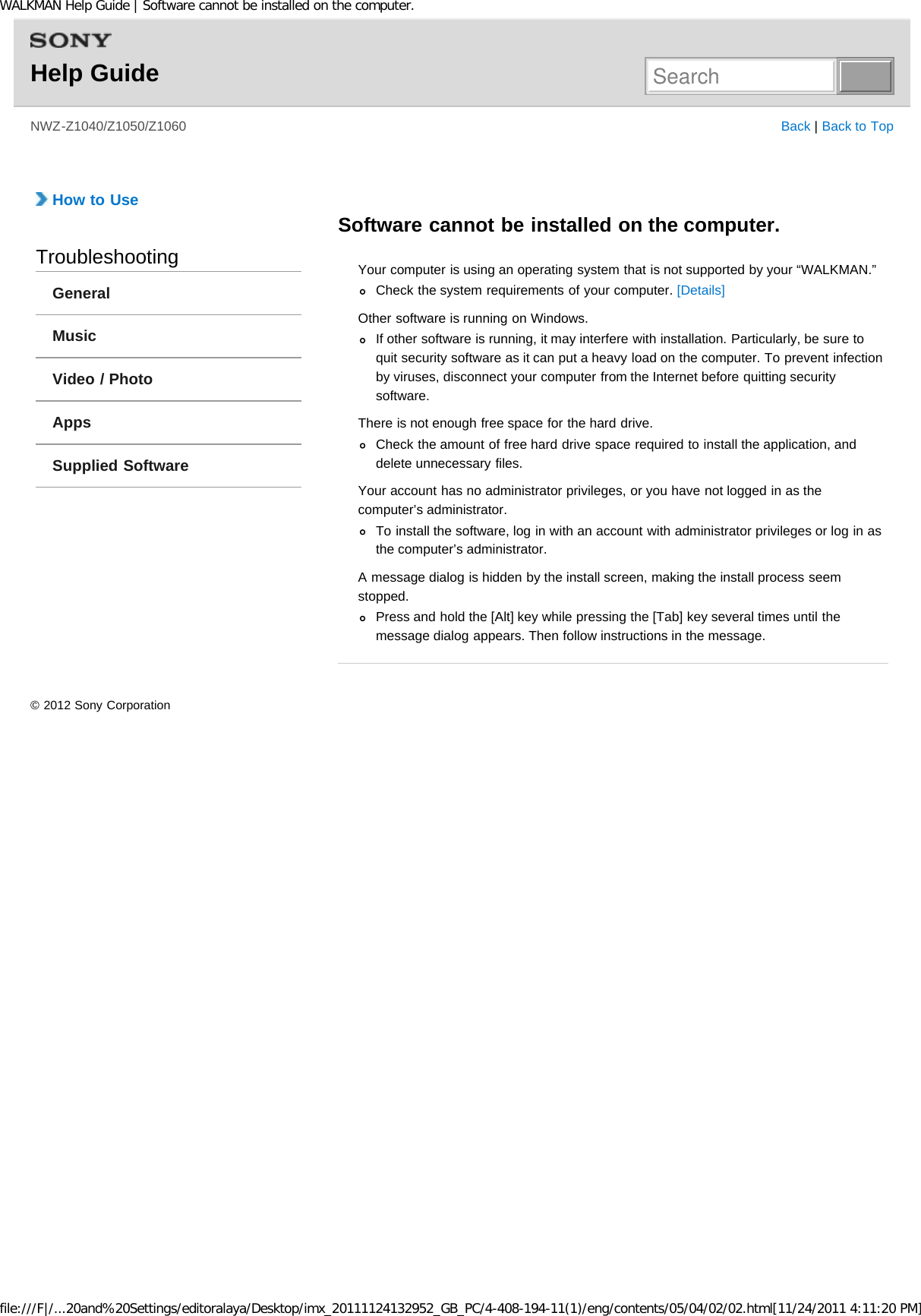 Page 329 of Sony NWZZ1000 Digital Media Player User Manual WALKMAN Help Guide   Top page