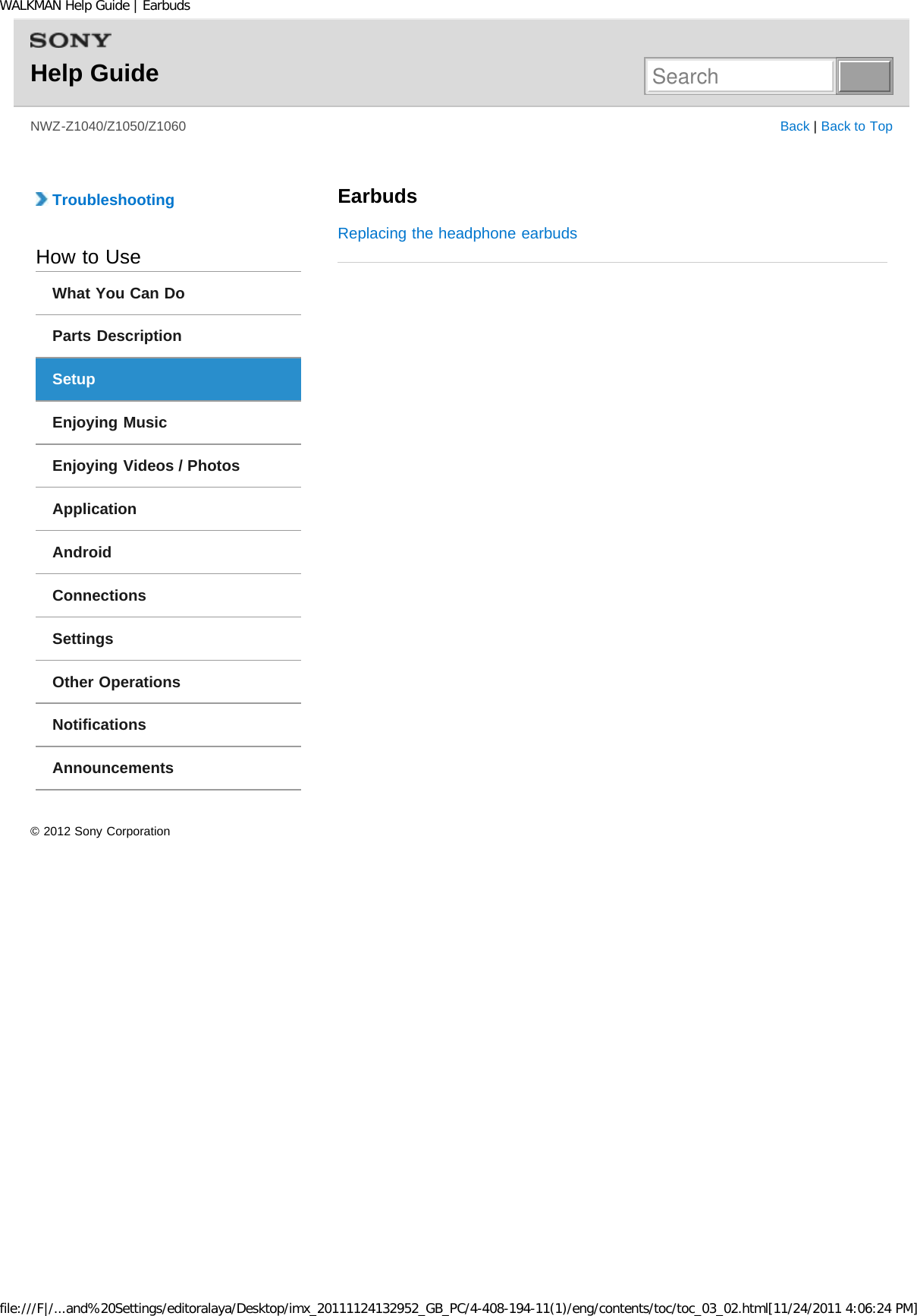 Page 41 of Sony NWZZ1000 Digital Media Player User Manual WALKMAN Help Guide   Top page