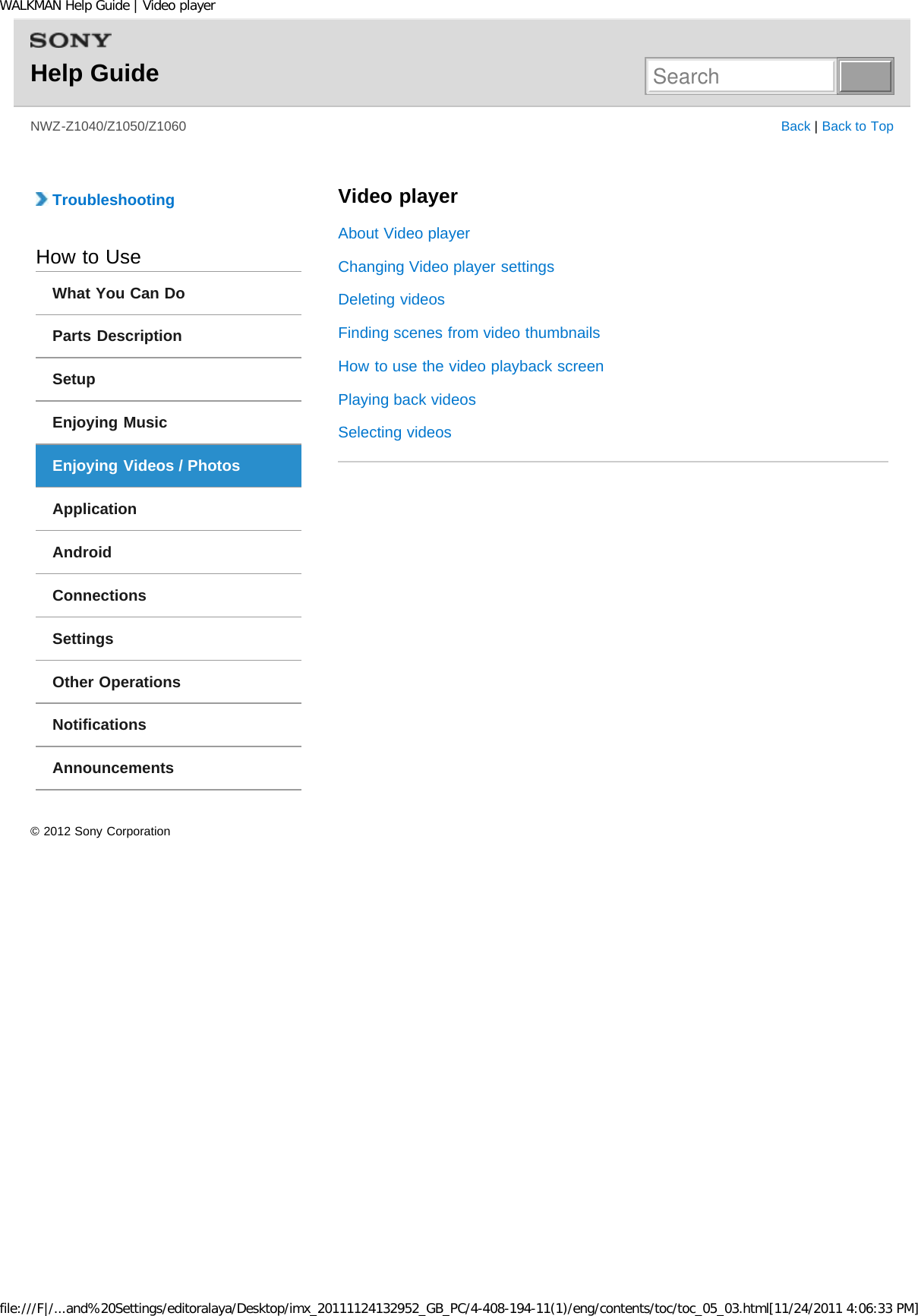 Page 49 of Sony NWZZ1000 Digital Media Player User Manual WALKMAN Help Guide   Top page