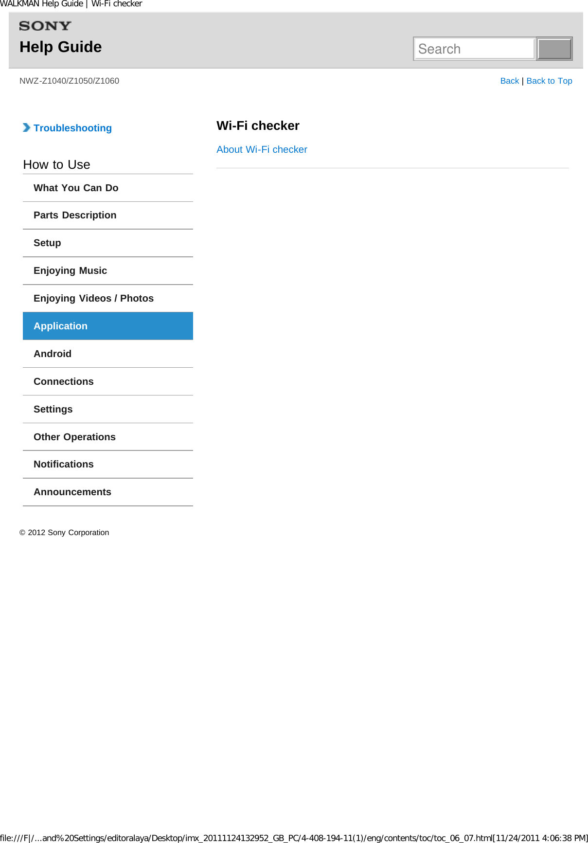 Page 54 of Sony NWZZ1000 Digital Media Player User Manual WALKMAN Help Guide   Top page